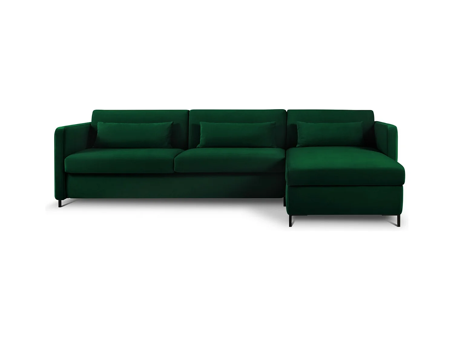 CXL by Christian Lacroix - Canapé d'angle droit convertible "Yanis" 5 places en velours vert bouteille - 280x170x80cm