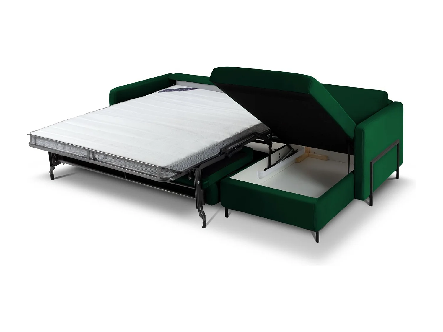 CXL by Christian Lacroix - Canapé d'angle droit convertible "Yanis" 5 places en velours vert bouteille - 280x170x80cm