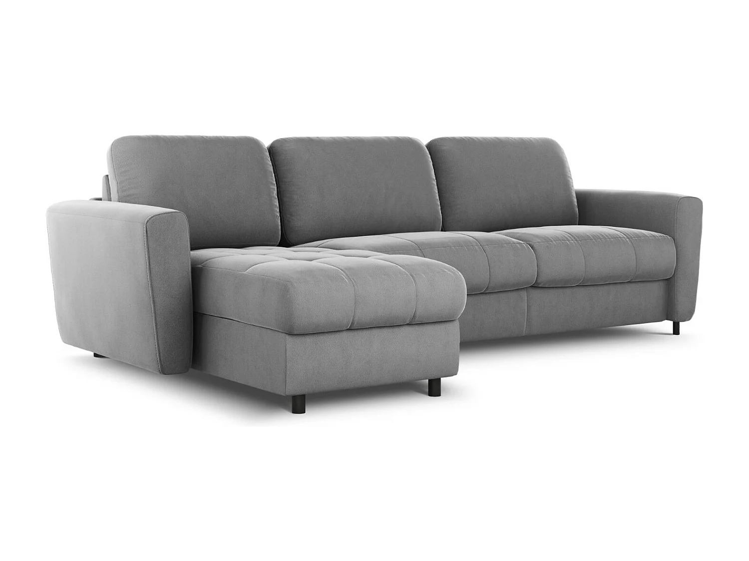 CXL by Christian Lacroix - Narożnik lewy rozkładany ze schowkiem, "Audra" 5 miejsc welur, szary - 290x170x88cm