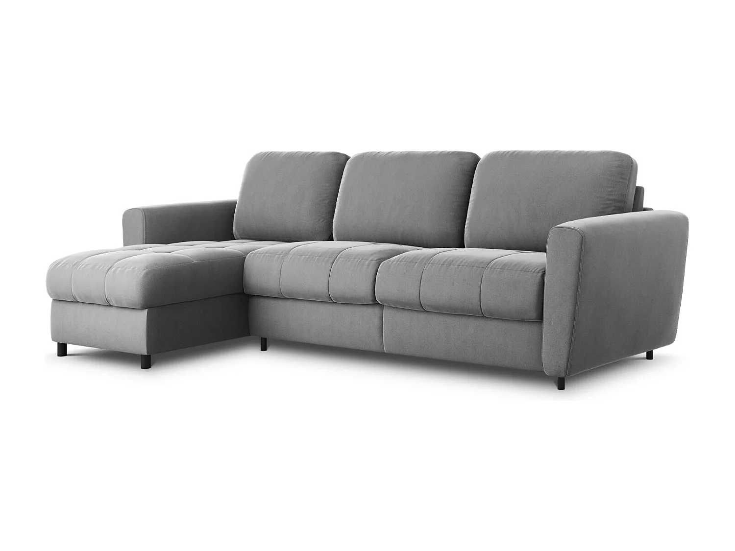 CXL by Christian Lacroix - Narożnik lewy rozkładany ze schowkiem, "Audra" 5 miejsc welur, szary - 290x170x88cm