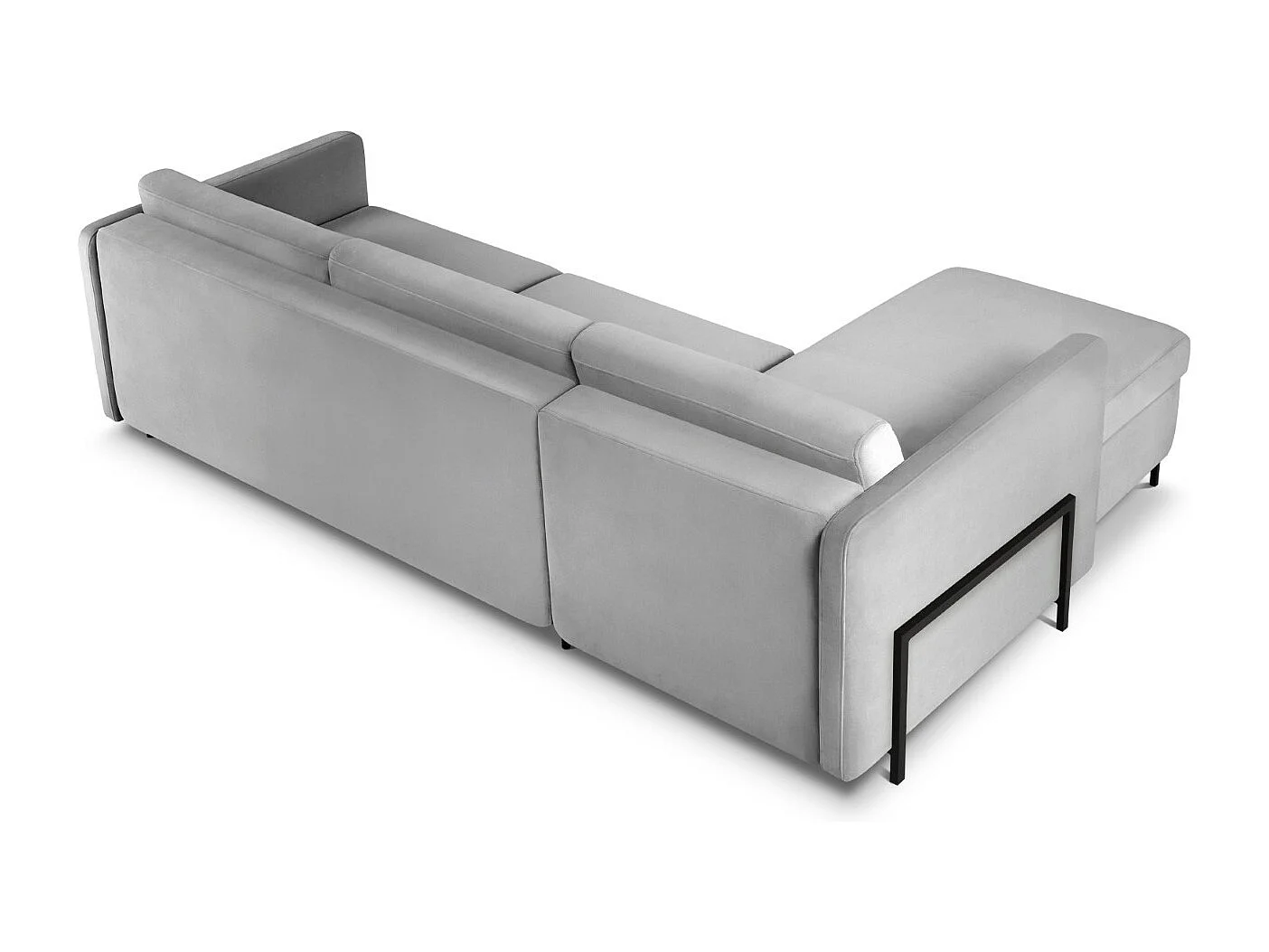 CXL by Christian Lacroix - Uitklapbare hoekbank links "Yanis" 4 zitplaatsen, Flueel, Grijs - 260x170x80cm