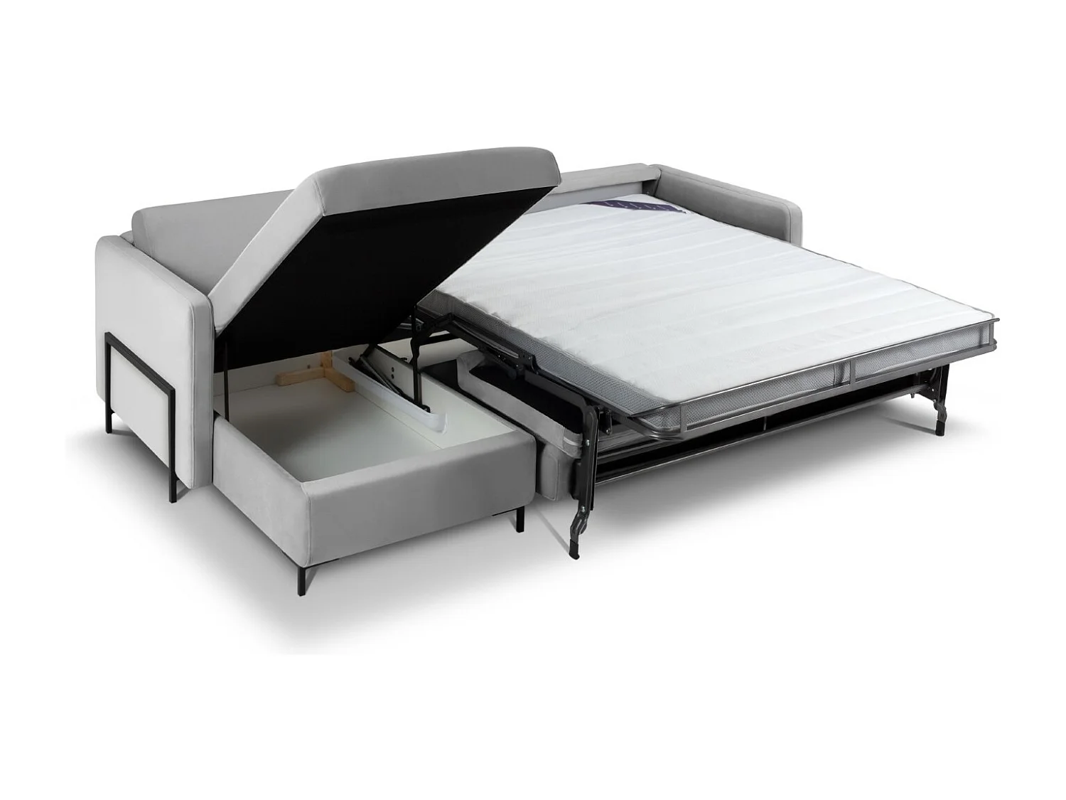 CXL by Christian Lacroix - Uitklapbare hoekbank links "Yanis" 4 zitplaatsen, Flueel, Grijs - 260x170x80cm