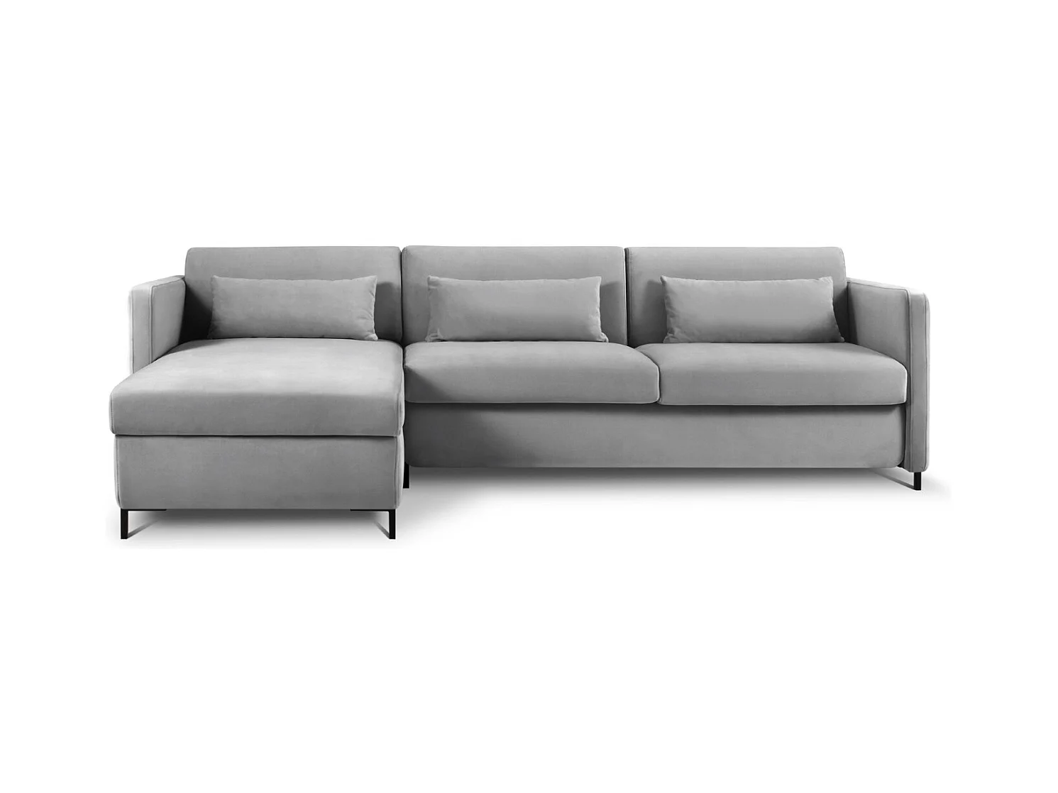 CXL by Christian Lacroix - Uitklapbare hoekbank links "Yanis" 4 zitplaatsen, Flueel, Grijs - 260x170x80cm