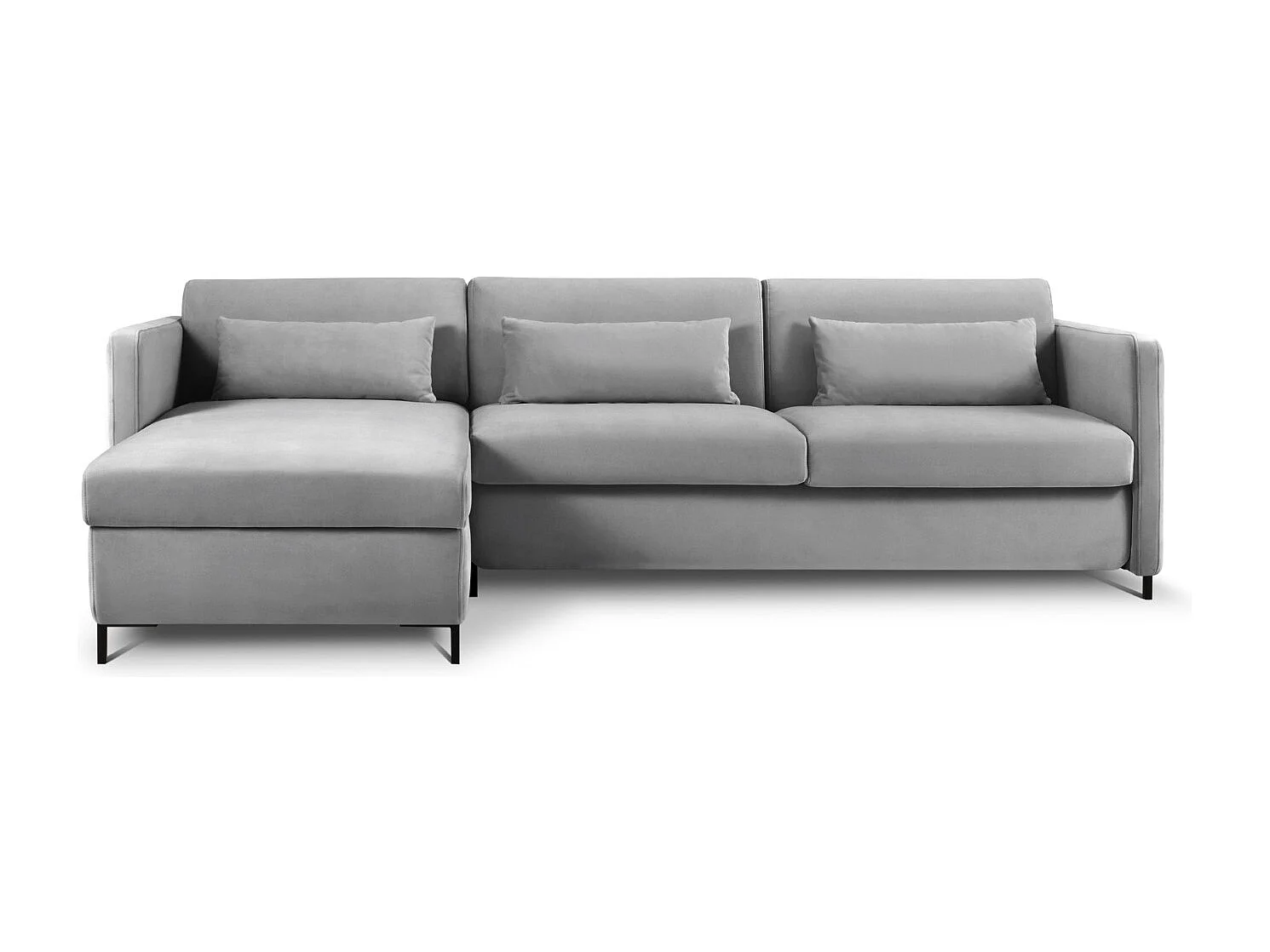 CXL by Christian Lacroix - Canapé d'angle gauche convertible "Yanis" 4 places en velours gris - 260x170x80cm