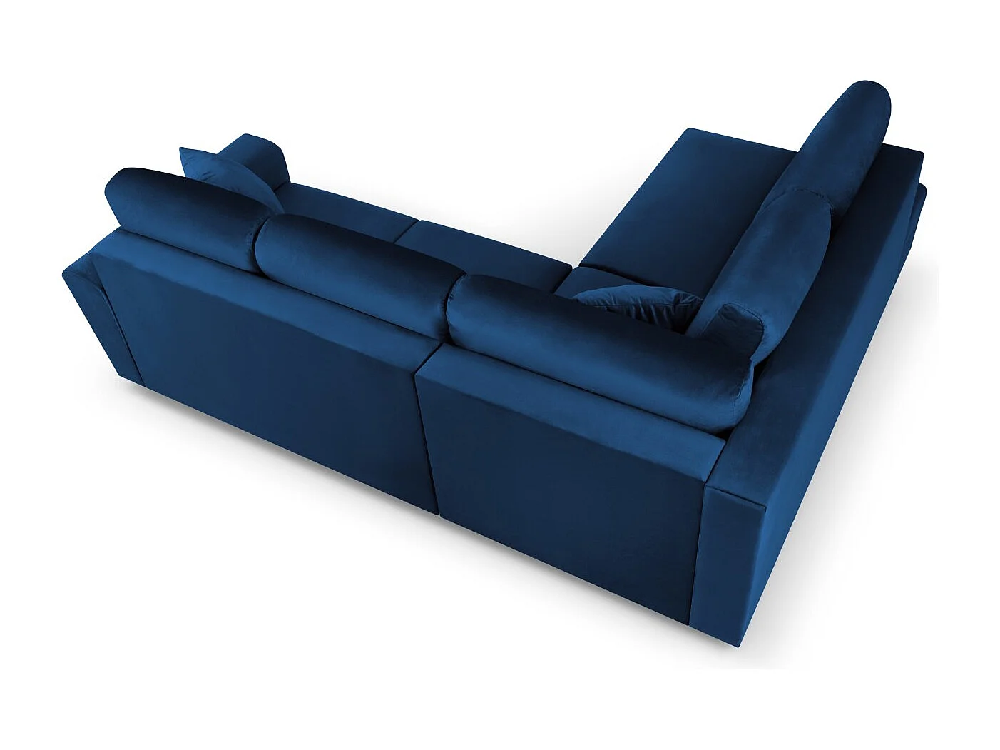 Cosmopolitan Design - 5-Sitzer ausklappbares Ecksofa links mit Container "Kyoto" aus Samt königsblau - 243x194x88cm