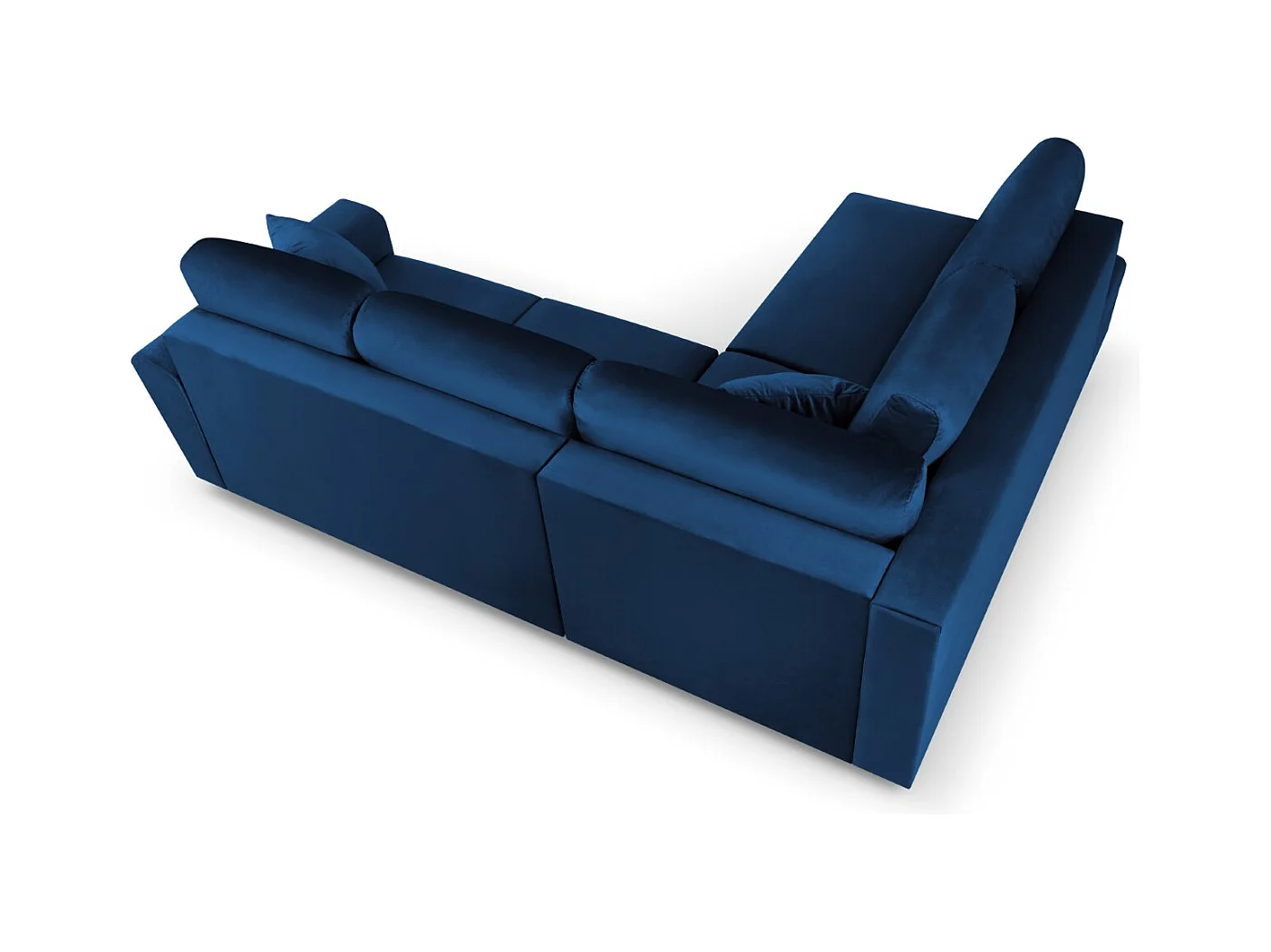 Cosmopolitan Design - Canapé d'angle gauche convertible avec coffre de rangement "Kyoto" 5 places en velours bleu roi - 243x194x88cm