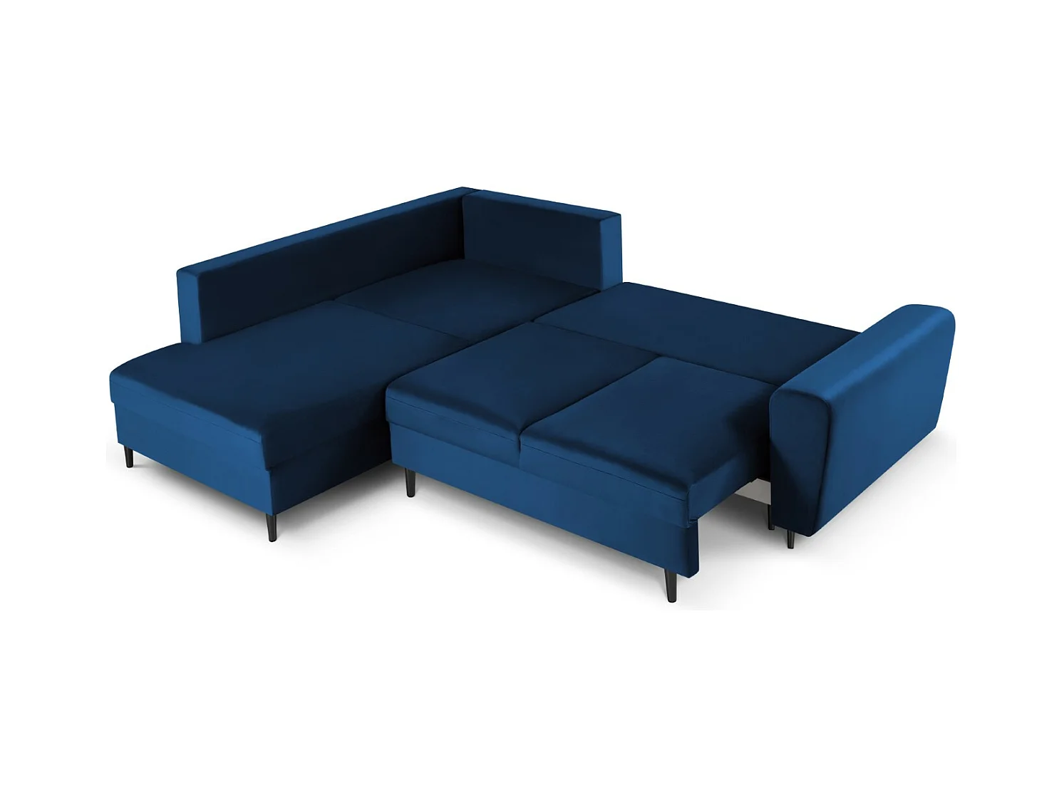 Cosmopolitan Design - Canapé d'angle gauche convertible avec coffre de rangement "Kyoto" 5 places en velours bleu roi - 243x194x88cm