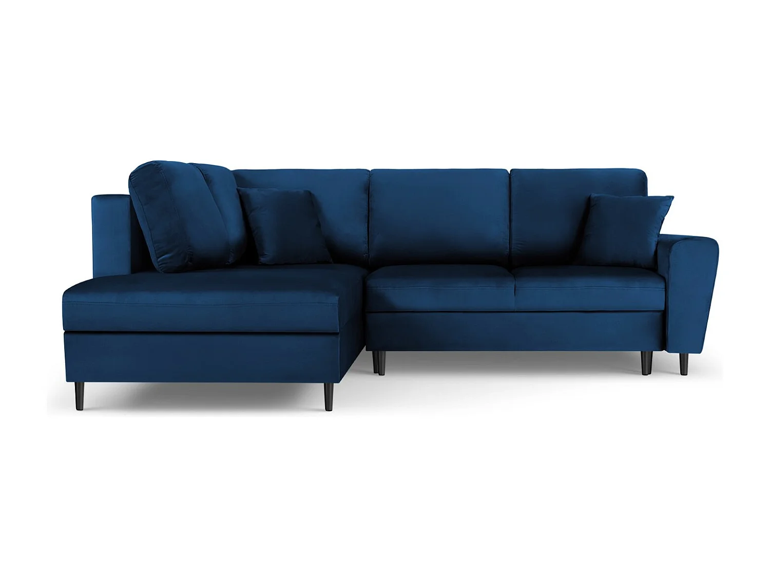 Cosmopolitan Design - Canapé d'angle gauche convertible avec coffre de rangement "Kyoto" 5 places en velours bleu roi - 243x194x88cm