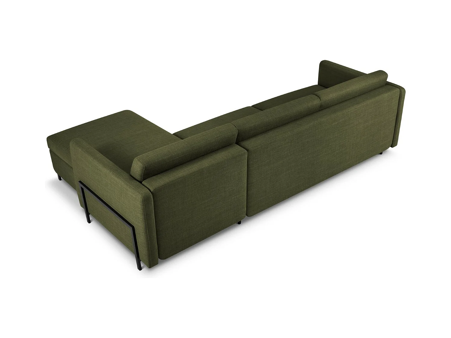 CXL by Christian Lacroix - Canapé d'angle droit convertible avec coffre de rangement "Yanis" 5 places en tissu structurel vert - 280x170x80cm