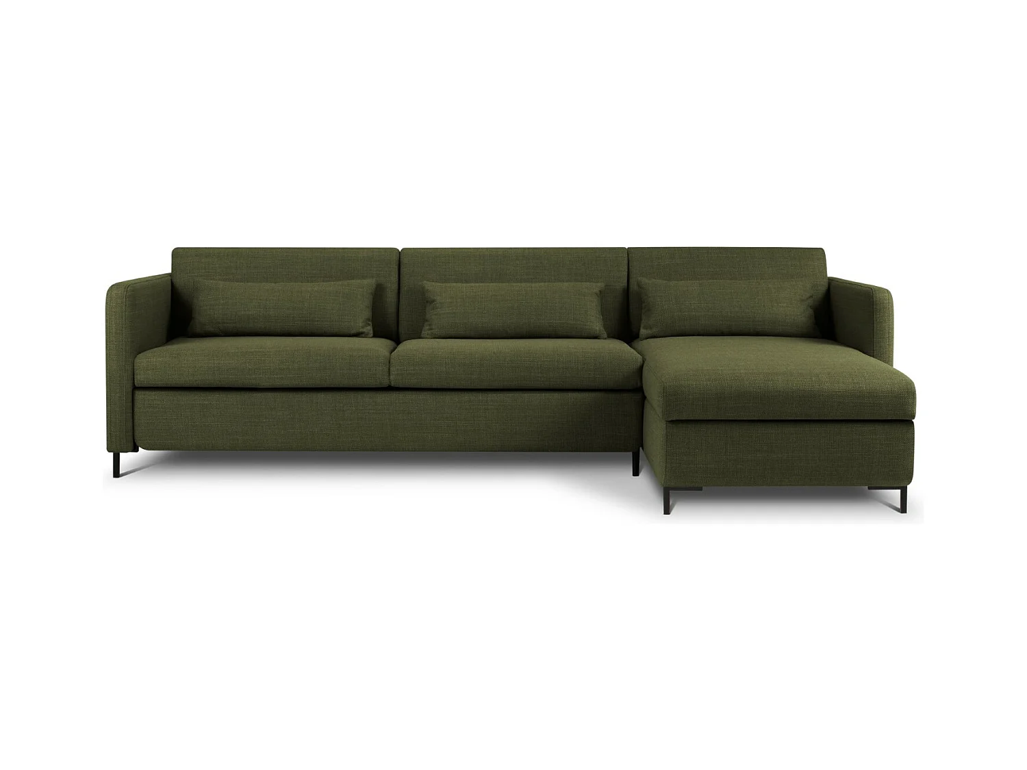 CXL by Christian Lacroix - Canapé d'angle droit convertible avec coffre de rangement "Yanis" 5 places en tissu structurel vert - 280x170x80cm