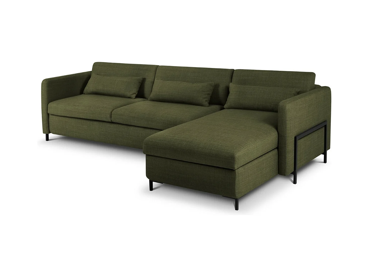 CXL by Christian Lacroix - Canapé d'angle droit convertible avec coffre de rangement "Yanis" 5 places en tissu structurel vert - 280x170x80cm