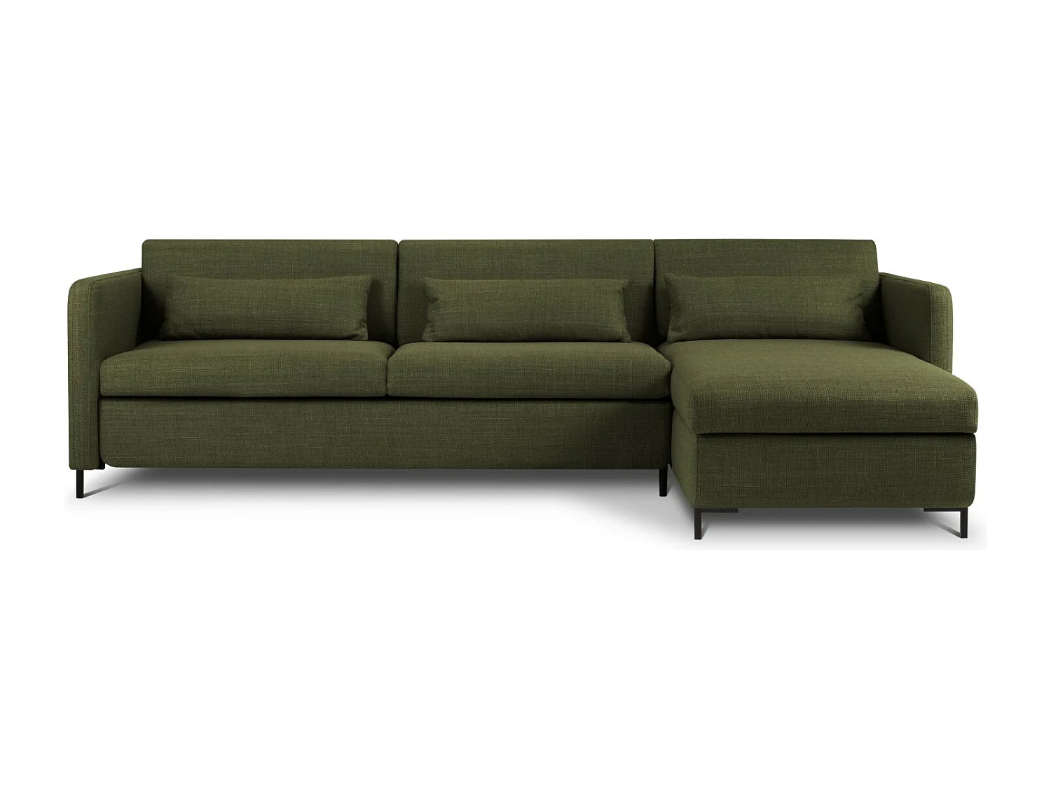 CXL by Christian Lacroix - Canapé d'angle droit convertible avec coffre de rangement "Yanis" 5 places en tissu structurel vert - 280x170x80cm