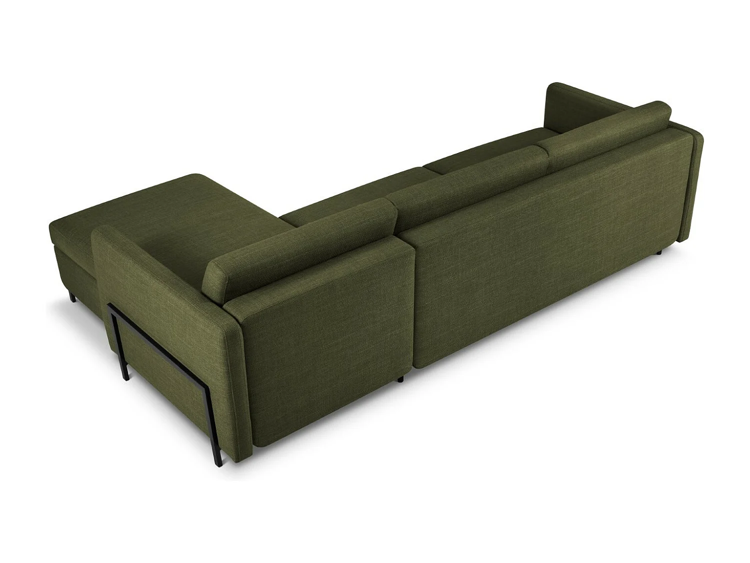 CXL by Christian Lacroix - Canapé d'angle droit convertible avec coffre de rangement "Yanis" 5 places en tissu structurel vert - 280x170x80cm