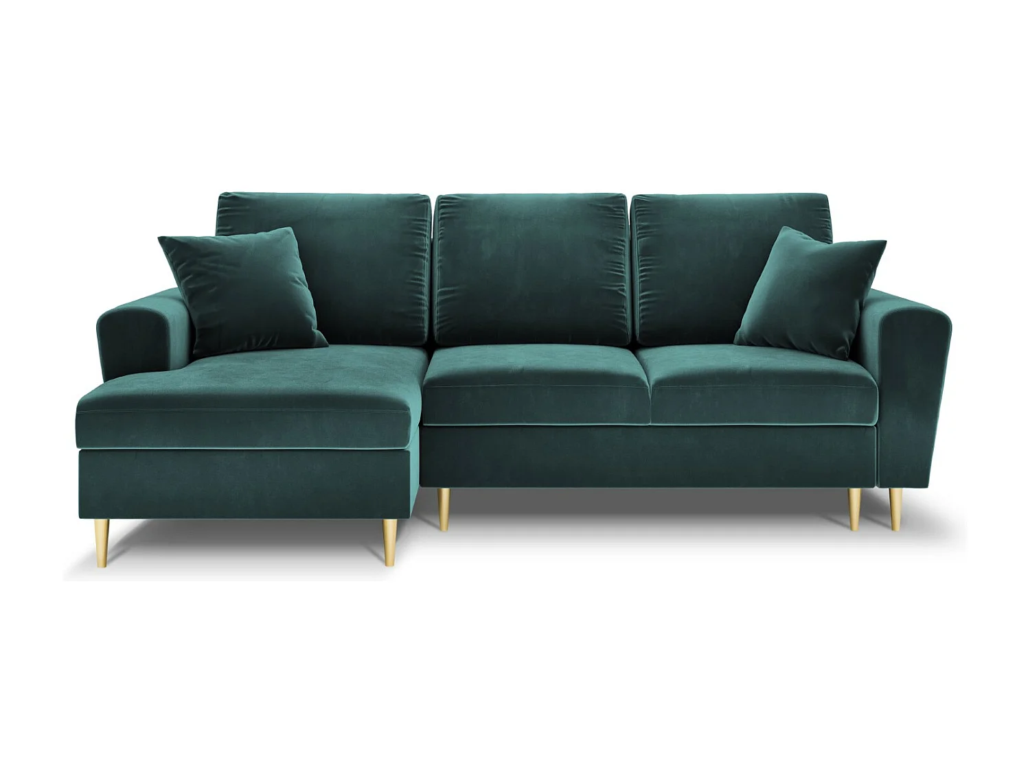 Cosmopolitan Design - Canapé d'angle gauche convertible avec coffre de rangement "Kyoto" 4 places en velours pétrole - 241x145x88cm