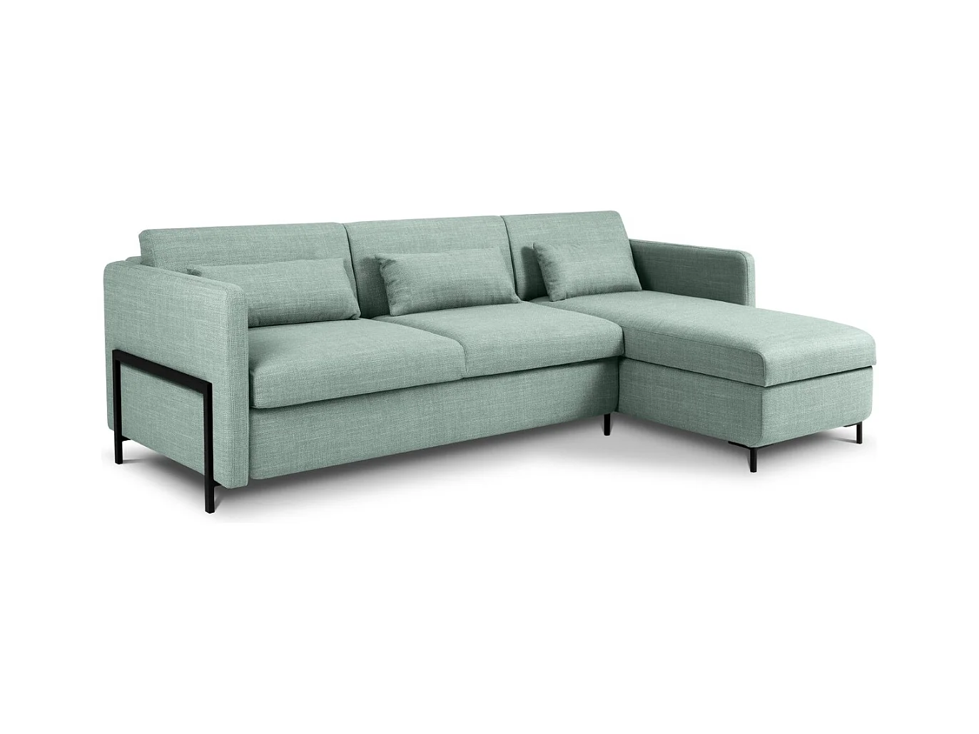 CXL by Christian Lacroix - 4-Sitzer ausklappbares Ecksofa rechts mit Container "Yanis" Sitzer aus strukturiertem Stoff minze - 260x170x80cm