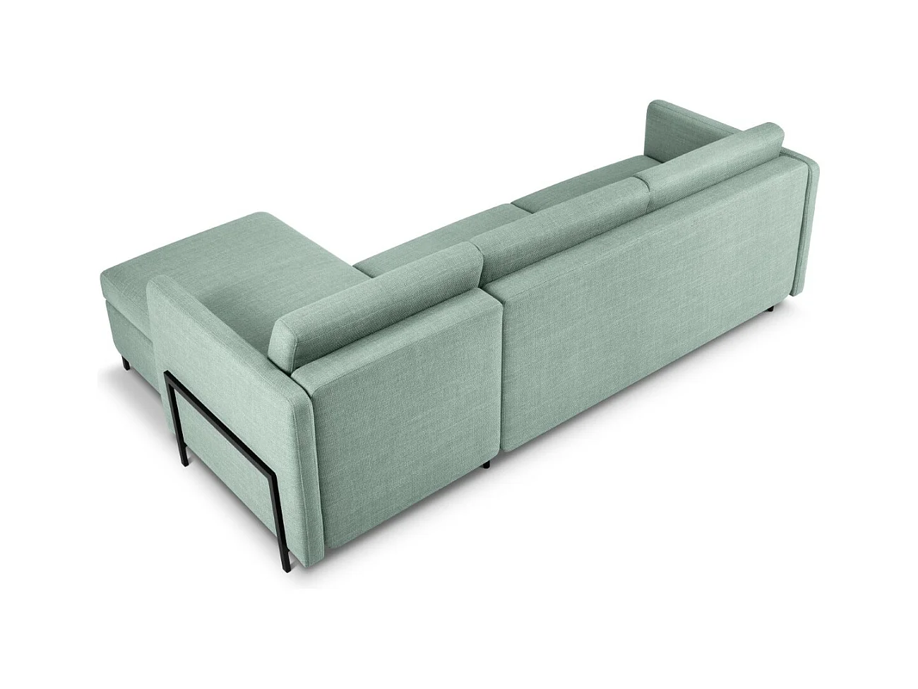 CXL by Christian Lacroix - 4-Sitzer ausklappbares Ecksofa rechts mit Container "Yanis" Sitzer aus strukturiertem Stoff minze - 260x170x80cm