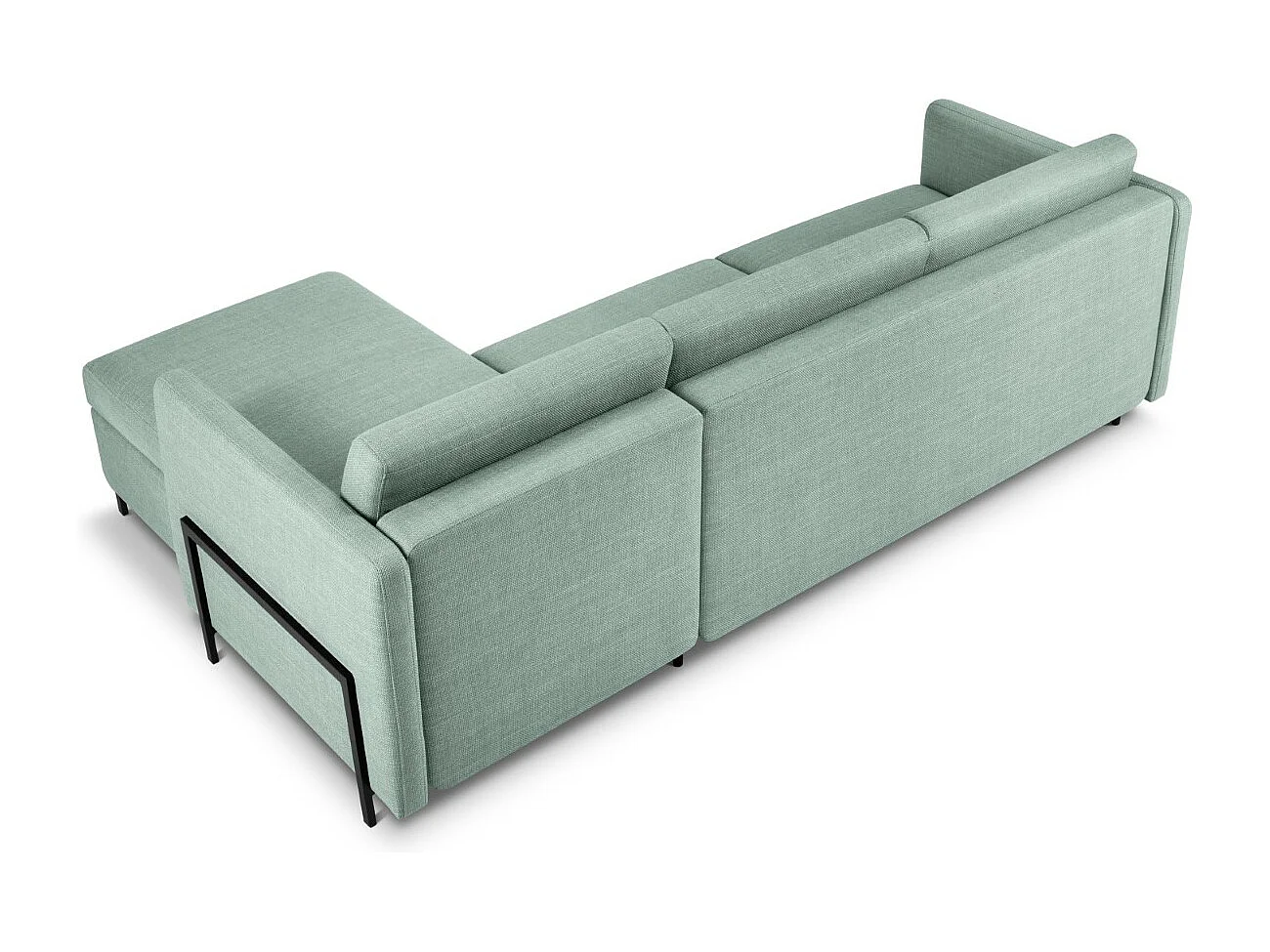 CXL by Christian Lacroix - 4-Sitzer ausklappbares Ecksofa rechts mit Container "Yanis" Sitzer aus strukturiertem Stoff minze - 260x170x80cm