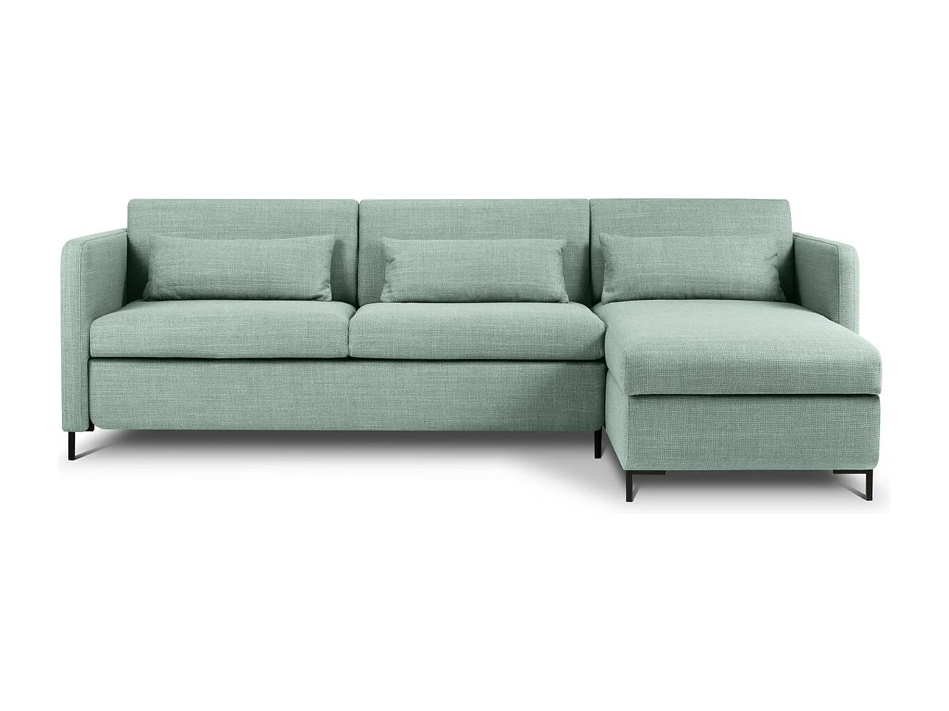 CXL by Christian Lacroix - Canapé d'angle droit convertible avec coffre de rangement "Yanis" 4 places en tissu structurel menthe - 260x170x80cm