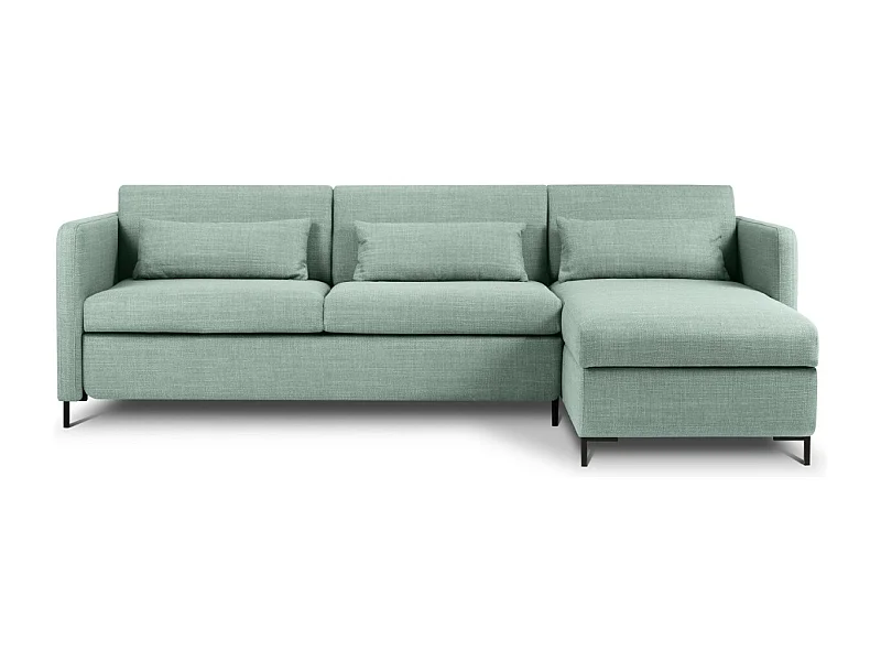 CXL by Christian Lacroix - Canapé d'angle droit convertible avec coffre de rangement "Yanis" 4 places en tissu structurel menthe - 260x170x80cm