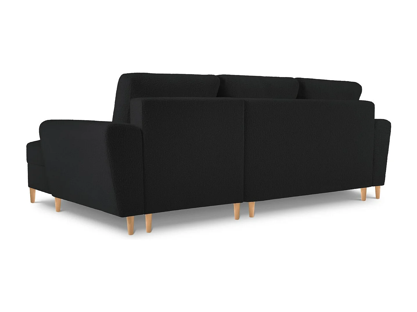 Cosmopolitan Design - Narożnik prawy rozkładany ze schowkiem, "Kyoto" 4 miejsca boucle, czarny - 241x145x88cm