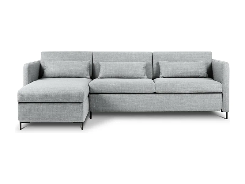 CXL by Christian Lacroix - Sofá cama esquinero izquierdo con baúl de almacenaje "Yanis" 4 plazas de tejido estructural gris claro - 260x170x80cm