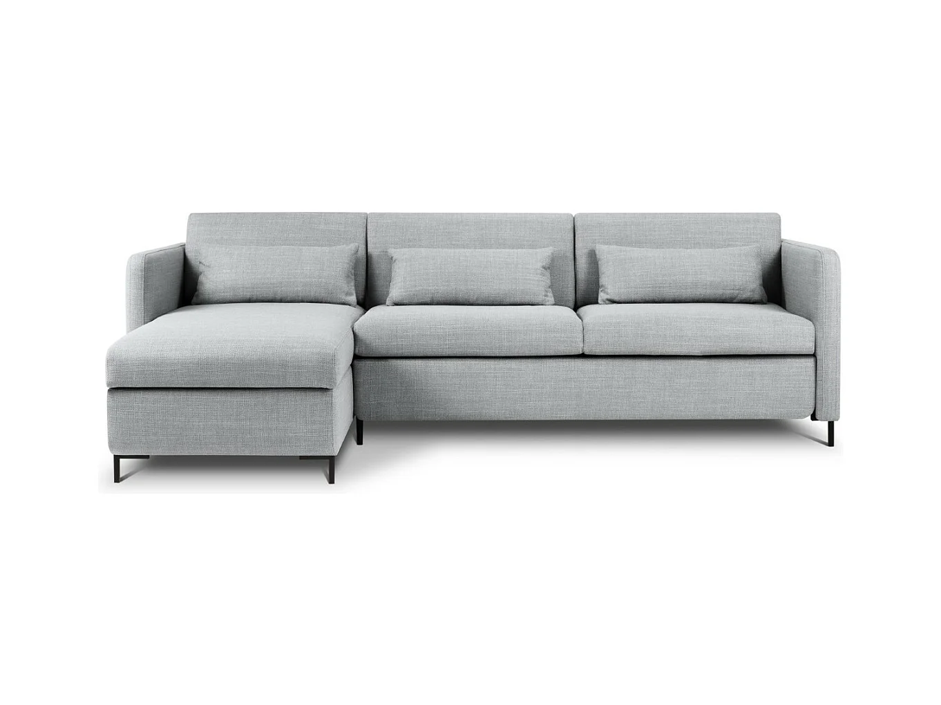 CXL by Christian Lacroix - Canapé d'angle gauche convertible avec coffre de rangement "Yanis" 4 places en tissu structurel gris clair - 260x170x80cm