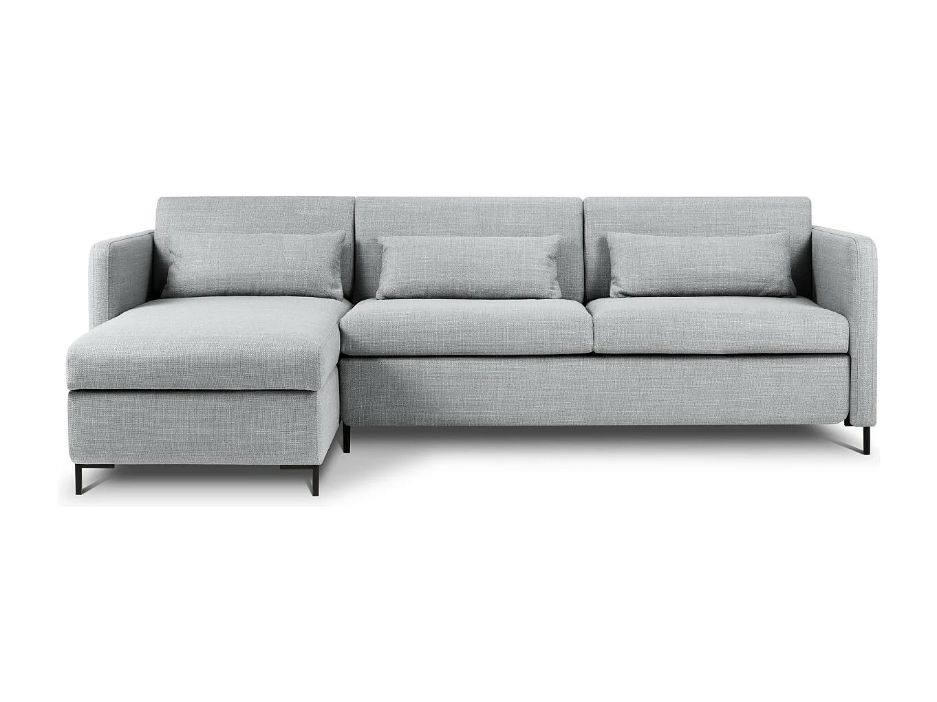 CXL by Christian Lacroix - Canapé d'angle gauche convertible avec coffre de rangement "Yanis" 4 places en tissu structurel gris clair - 260x170x80cm