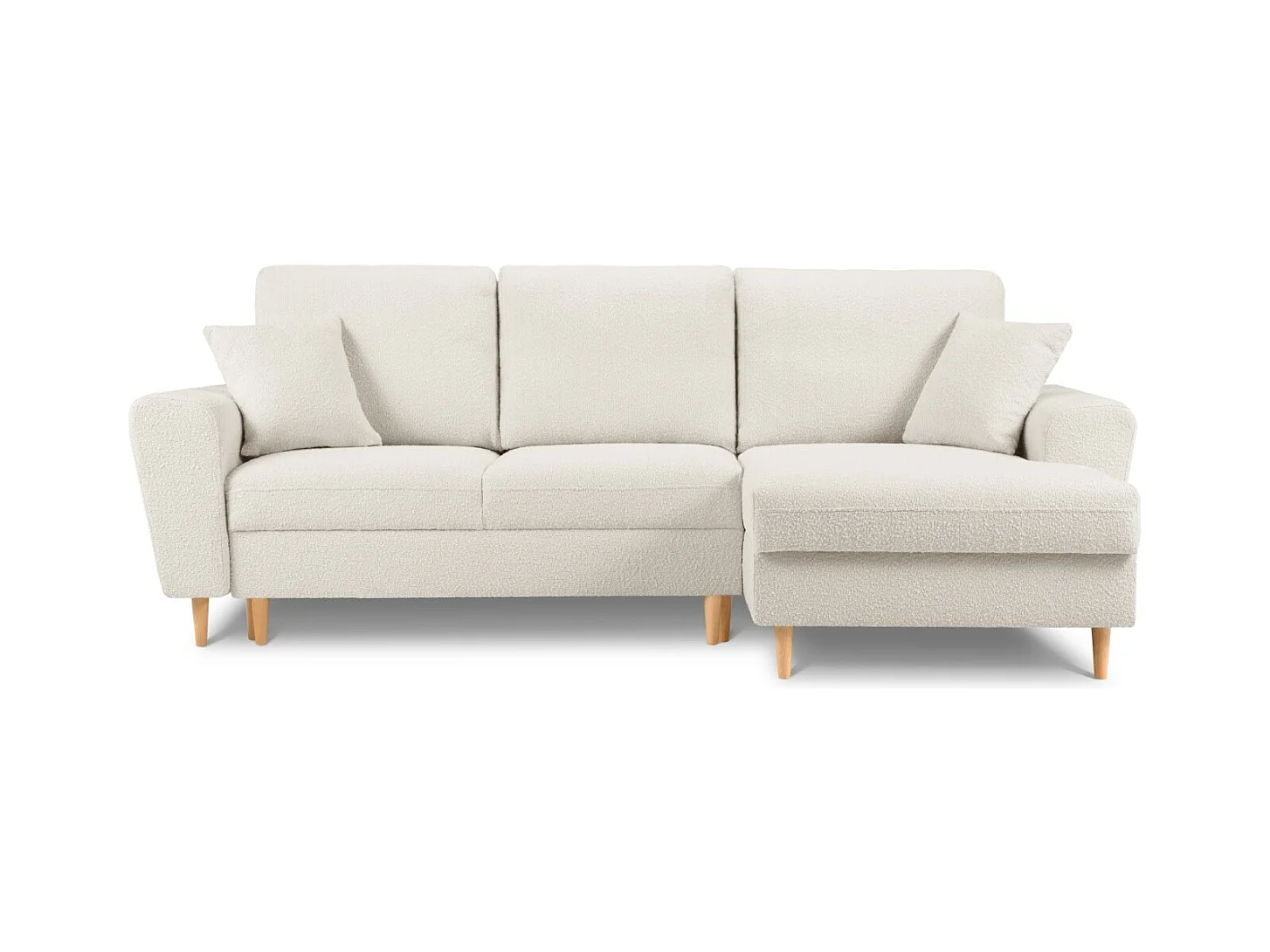 Cosmopolitan Design - Converteerbare hoekbank rechts met opbergdoos "Kyoto" 4 zitplaatsen, Boucle, Beige - 241x145x88cm
