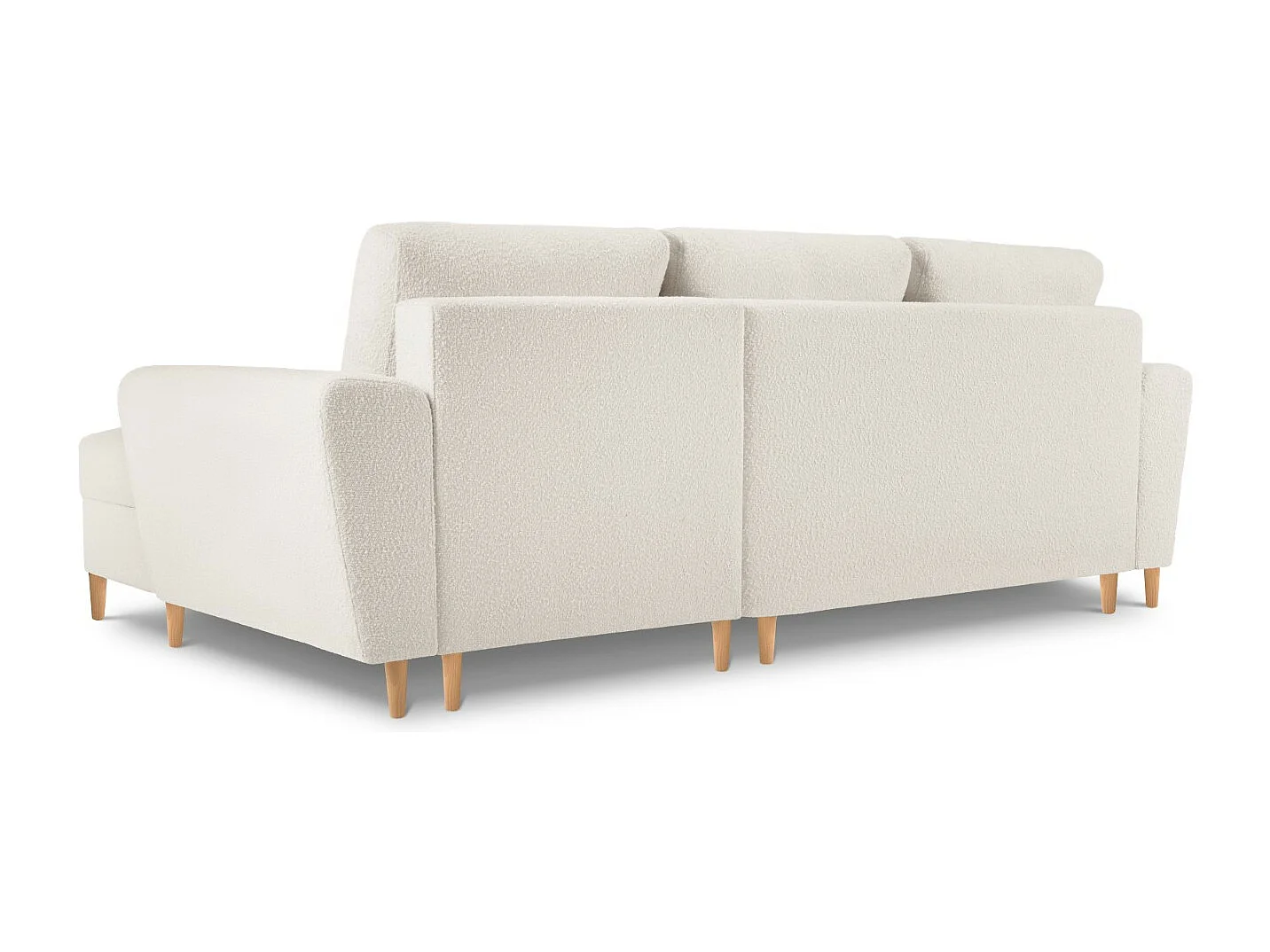 Cosmopolitan Design - Canapé d'angle droit convertible avec coffre de rangement "Kyoto" 4 places en bouclé beige - 241x145x88cm