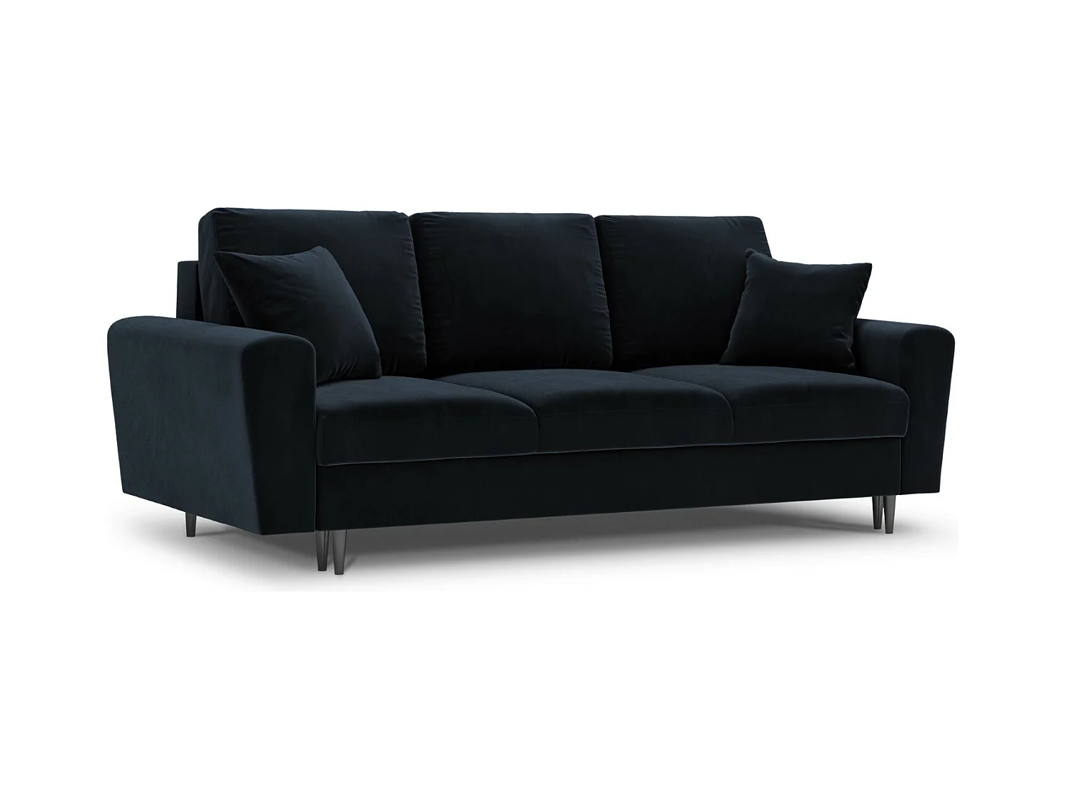 Cosmopolitan Design - Canapé convertible avec coffre de rangement "Kyoto" 3 places en velours bleu foncé - 235x100x88cm