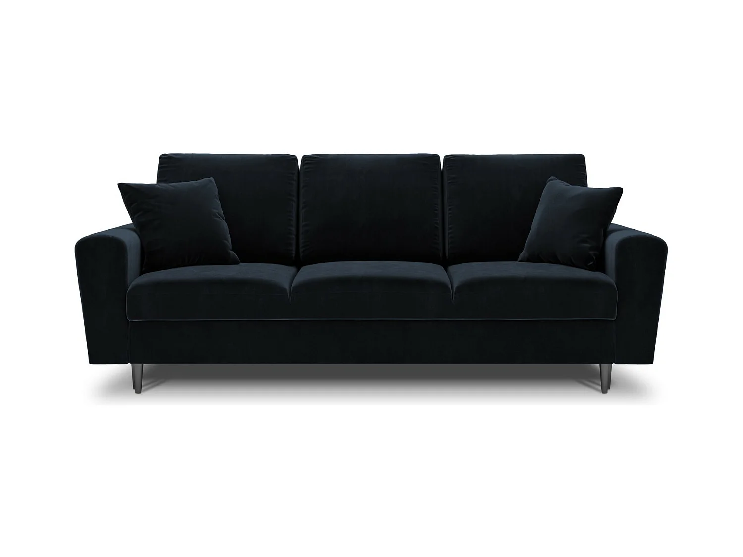Cosmopolitan Design - 3-Sitzer ausklappbares Sofa mit Bettkasten "Kyoto" aus Samt dunkelblau - 235x100x88cm