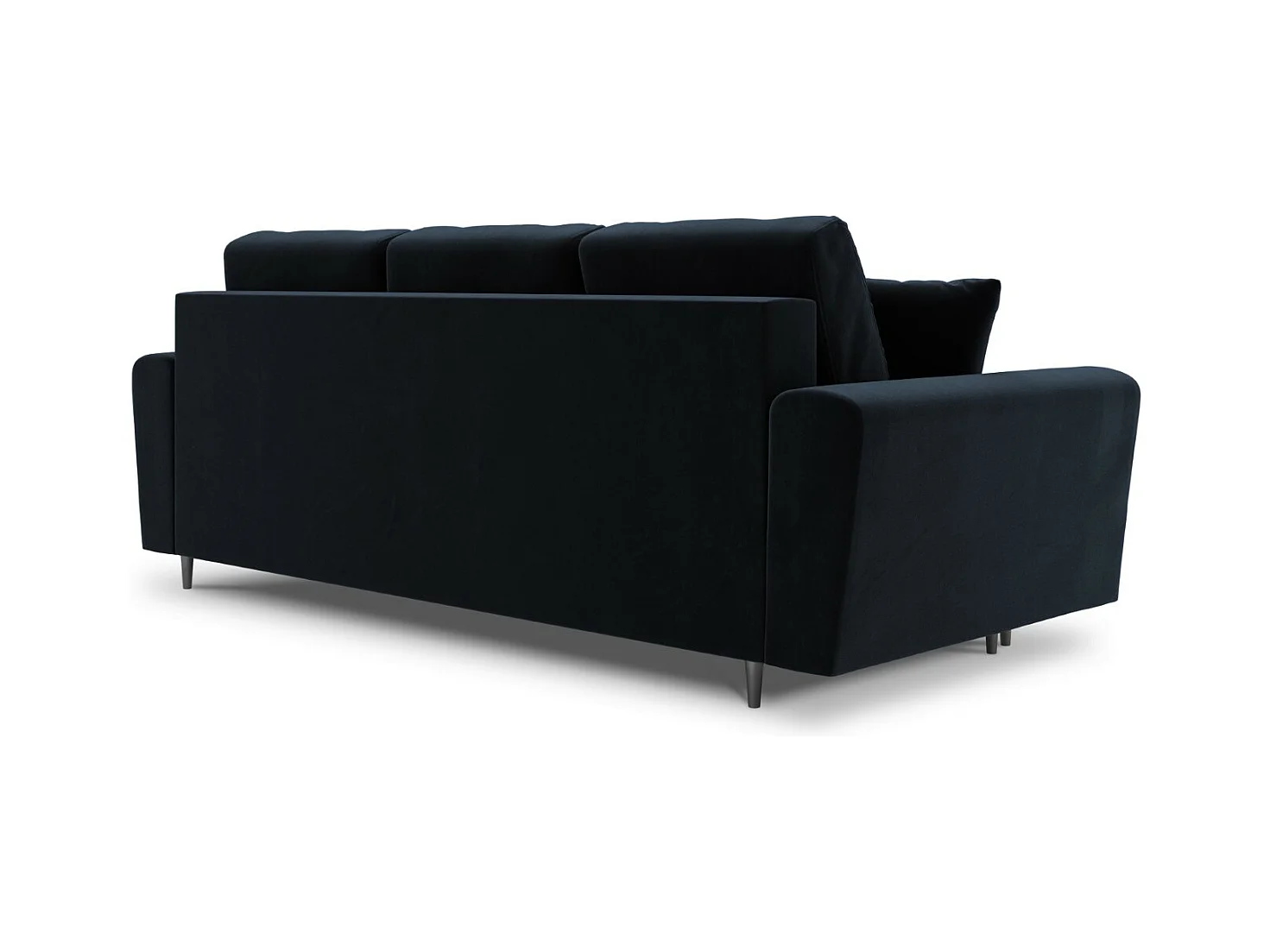 Cosmopolitan Design - 3-Sitzer ausklappbares Sofa mit Bettkasten "Kyoto" aus Samt dunkelblau - 235x100x88cm