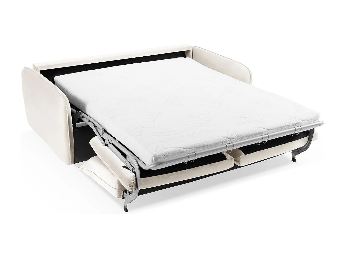 Cosmopolitan Design - Sofá cama "Vienna" 3 plazas de terciopelo beige claro - 214x102x92cm