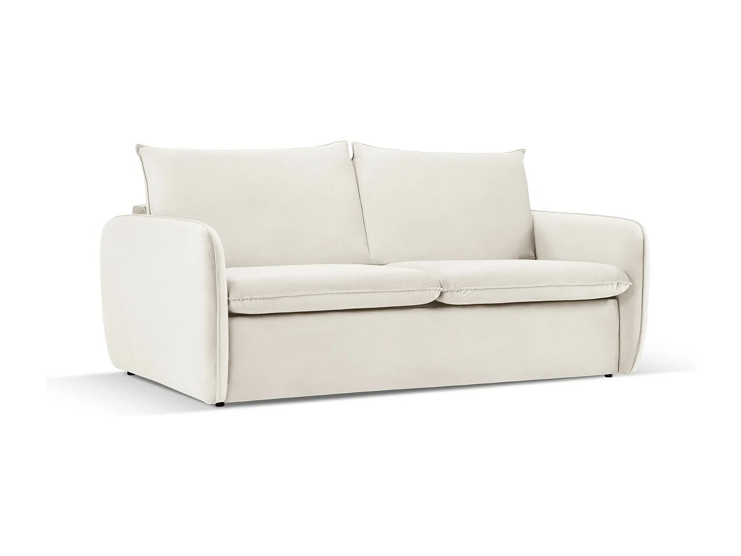 Cosmopolitan Design - Canapé convertible "Vienna" 3 places en velours beige clair - 214x102x92cm