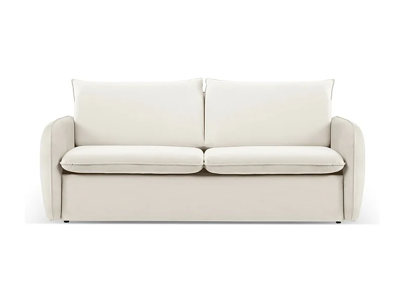 Cosmopolitan Design - 3-Sitzer ausklappbares Sofa "Vienna" aus Samt leichtes beige - 214x102x92cm