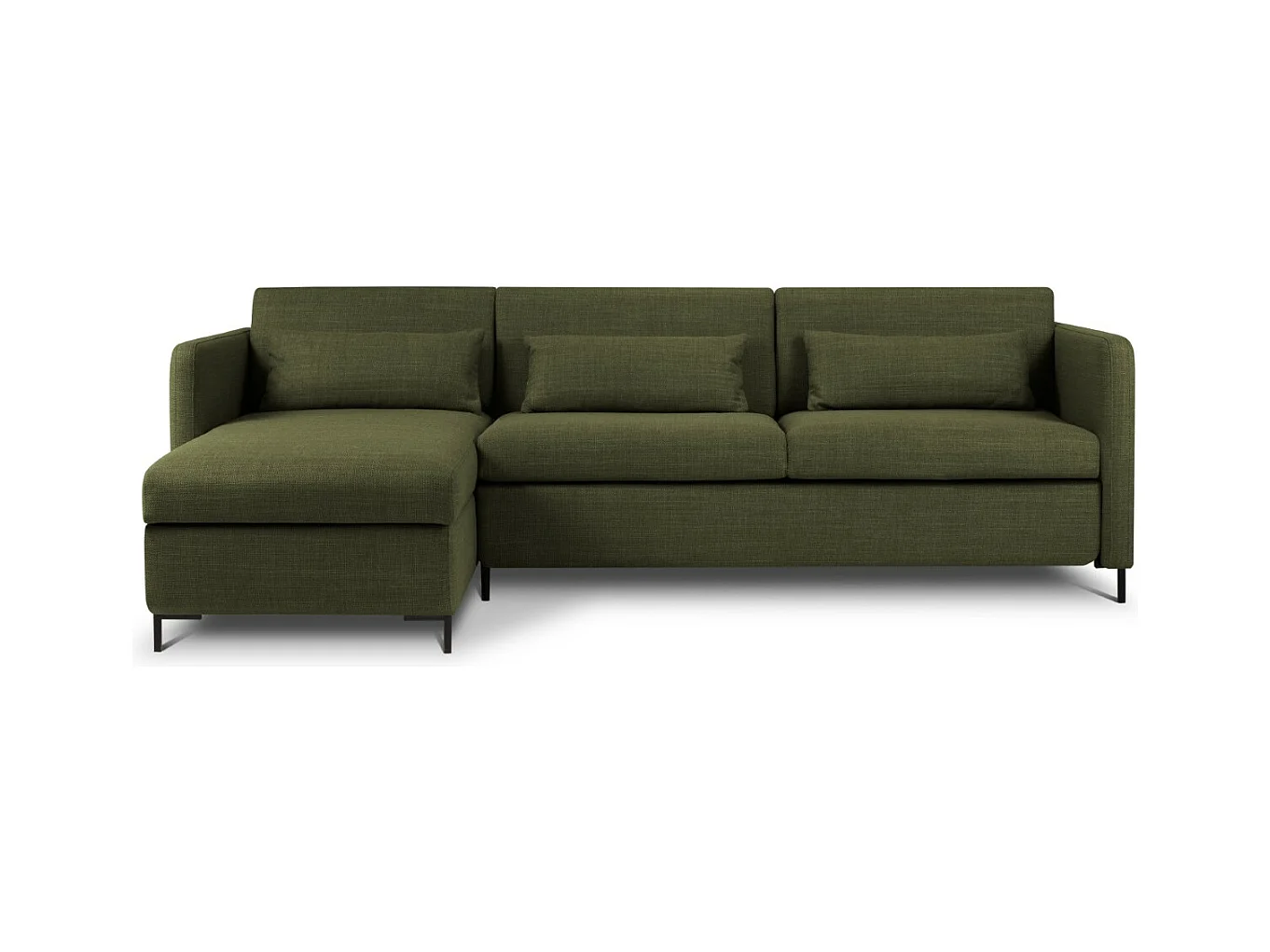 CXL by Christian Lacroix - Uitklapbare hoekbank links met opbergdoos "Yanis" 4 zitplaatsen, Structurele stof, Groente - 260x170x80cm