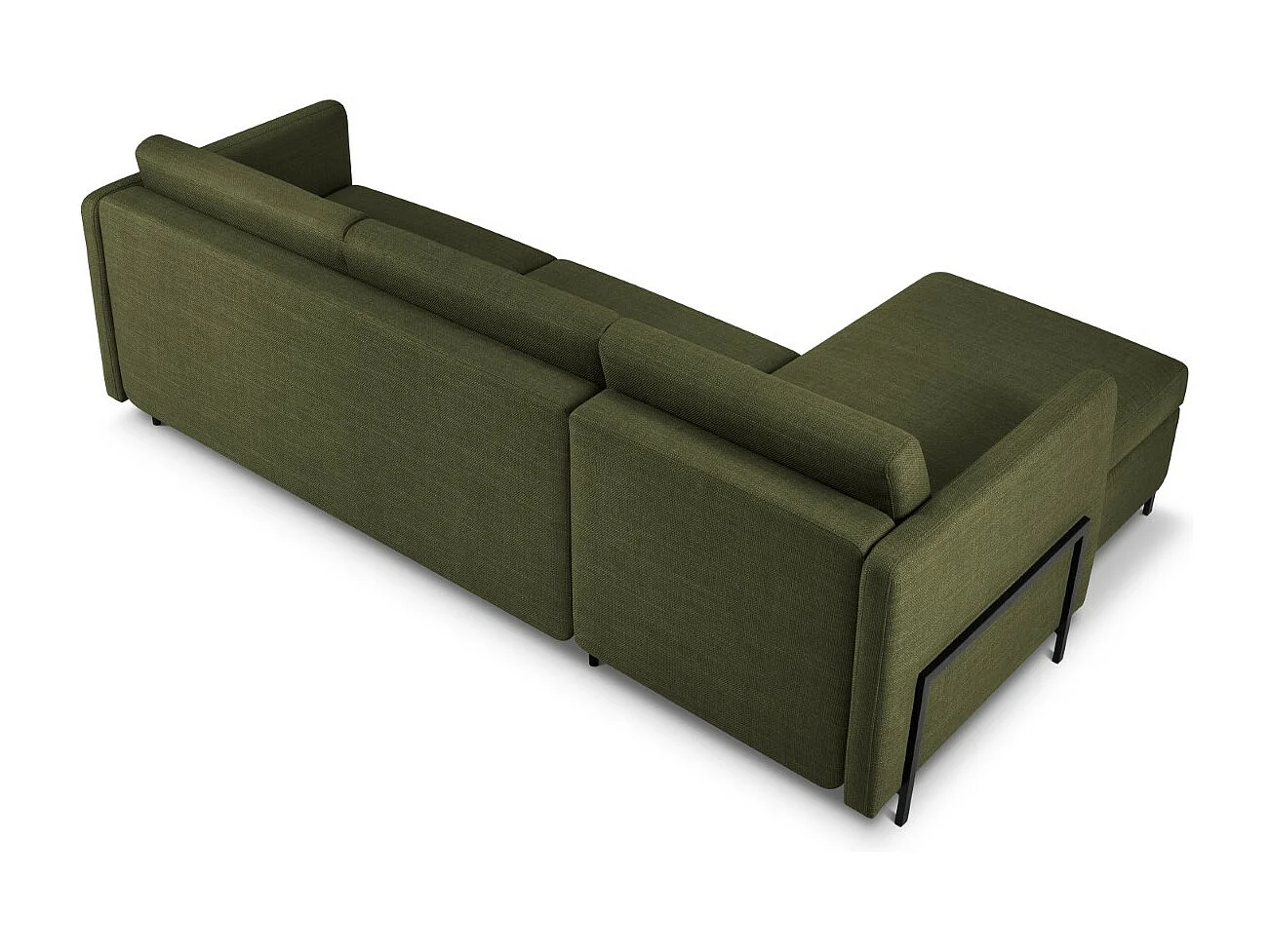 CXL by Christian Lacroix - Canapé d'angle gauche convertible avec coffre de rangement "Yanis" 4 places en tissu structurel vert - 260x170x80cm