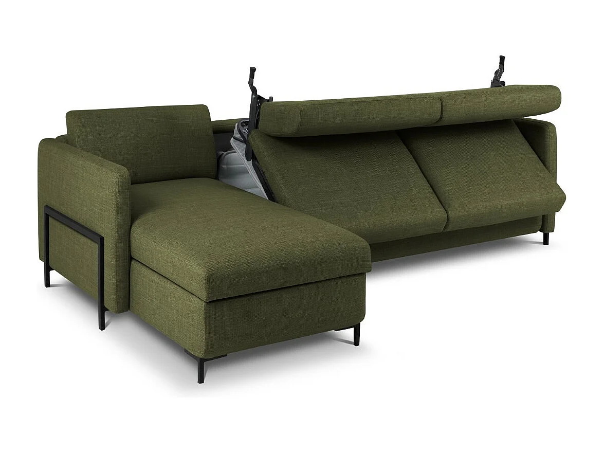 CXL by Christian Lacroix - Canapé d'angle gauche convertible avec coffre de rangement "Yanis" 4 places en tissu structurel vert - 260x170x80cm