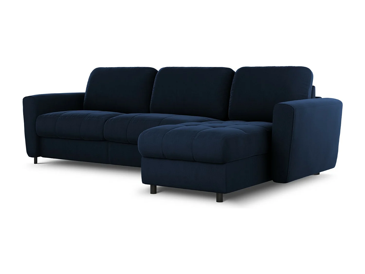 CXL by Christian Lacroix - Canapé d'angle droit convertible avec coffre de rangement "Audra" 5 places en velours bleu roi - 290x170x88cm