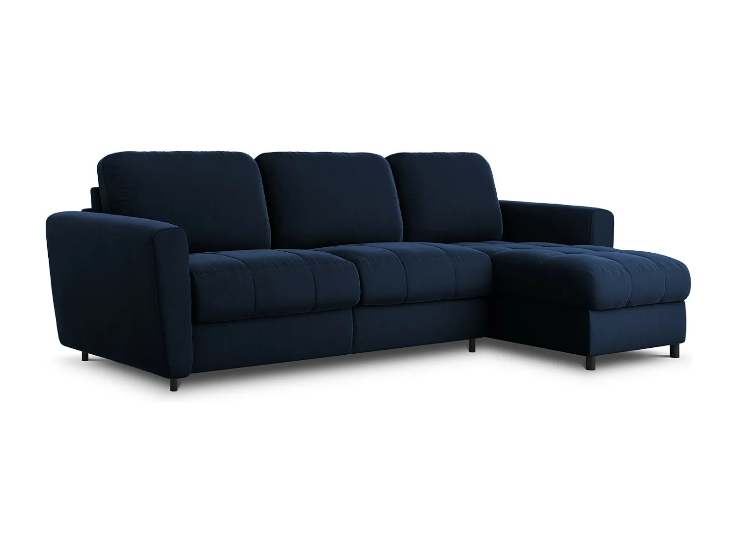 CXL by Christian Lacroix - Canapé d'angle droit convertible avec coffre de rangement "Audra" 5 places en velours bleu roi - 290x170x88cm