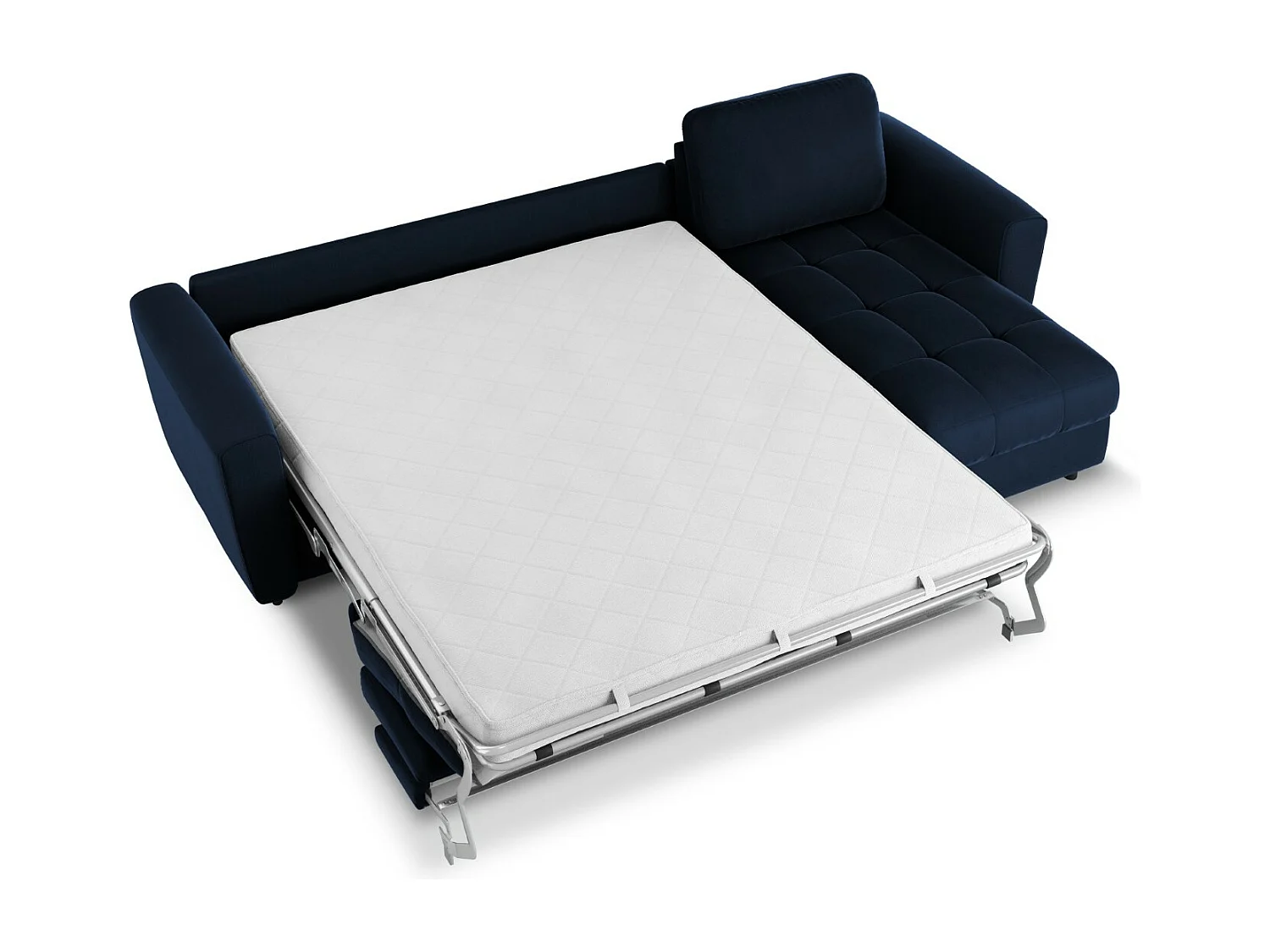 CXL by Christian Lacroix - Canapé d'angle droit convertible avec coffre de rangement "Audra" 5 places en velours bleu roi - 290x170x88cm