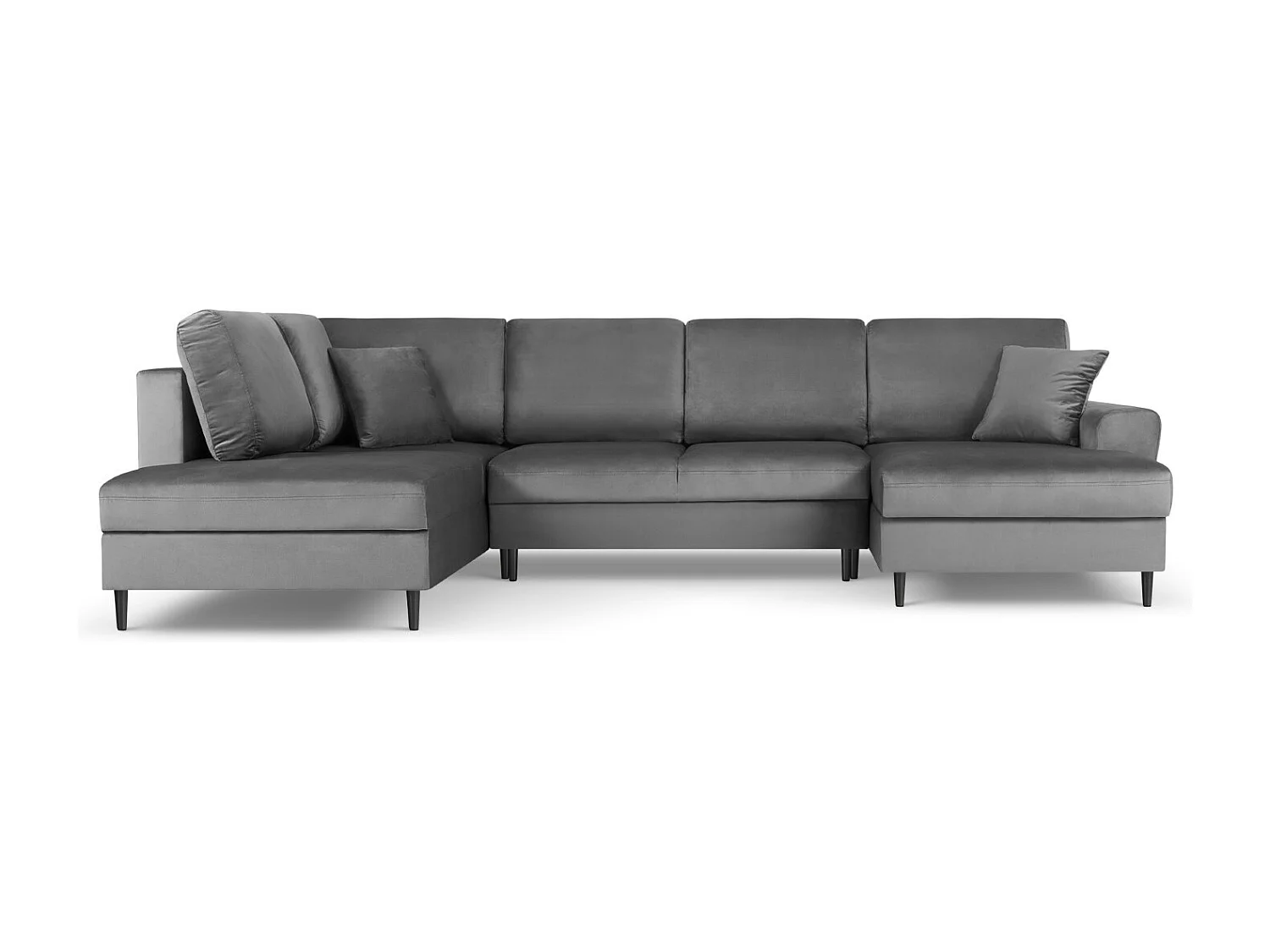 Cosmopolitan Design - Sofa panoramiczna lewa rozkładana ze schowkiem, "Kyoto" 7 miejsc welur, szary jasny - 313x194x88cm