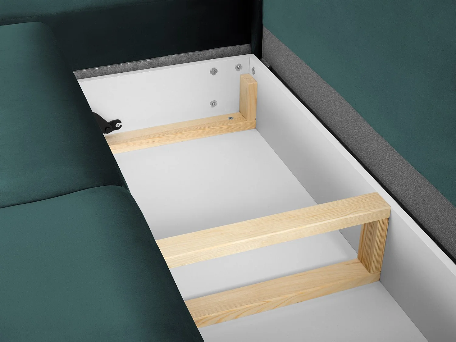 Cosmopolitan Design - Uitklapbare hoekbank links met opbergdoos "Kyoto" 5 zitplaatsen, Flueel, Olie - 243x194x88cm