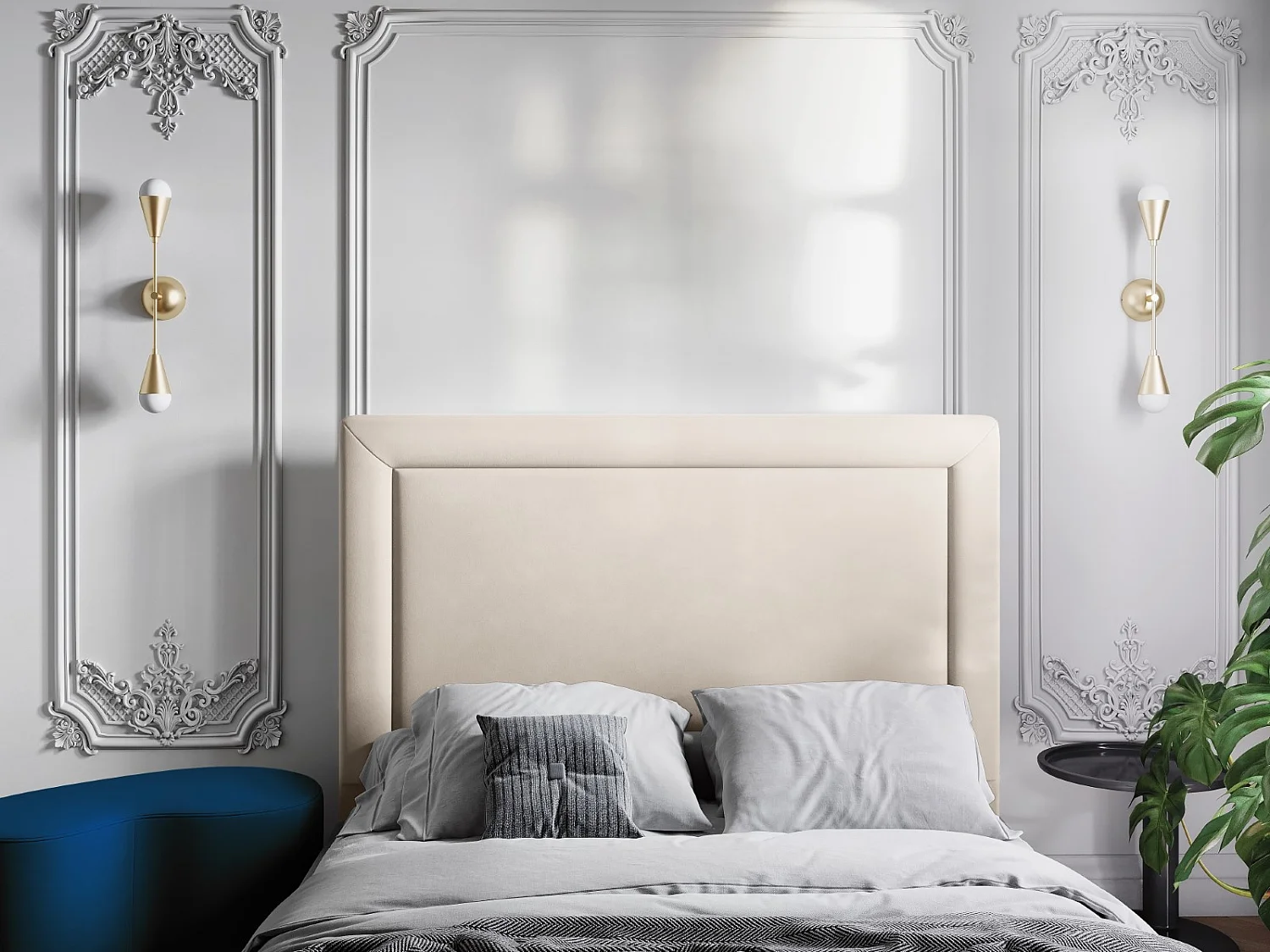 CXL by Christian Lacroix - Kopfteil "Marie" Sitzer aus Samt leichtes beige - 140x8x120cm