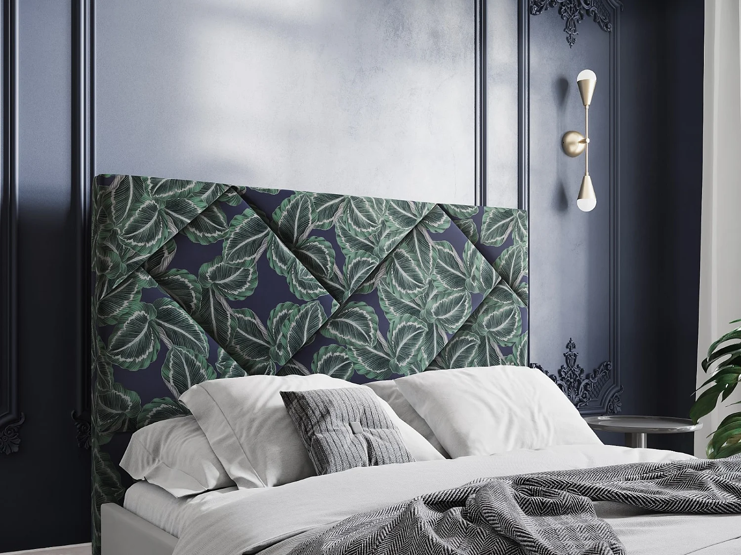 CXL by Christian Lacroix - Tête de lit "Alpilles" 160x120cm en velours motif de la jungle - 160x8x120cm