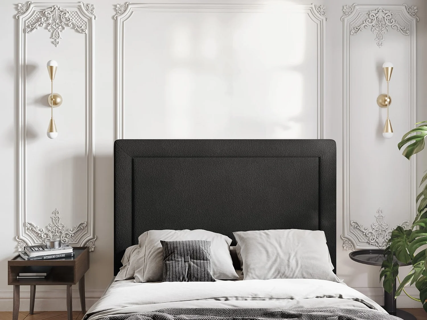 CXL by Christian Lacroix - Tête de lit "Marie" 160x120cm en bouclé noir - 160x8x120cm