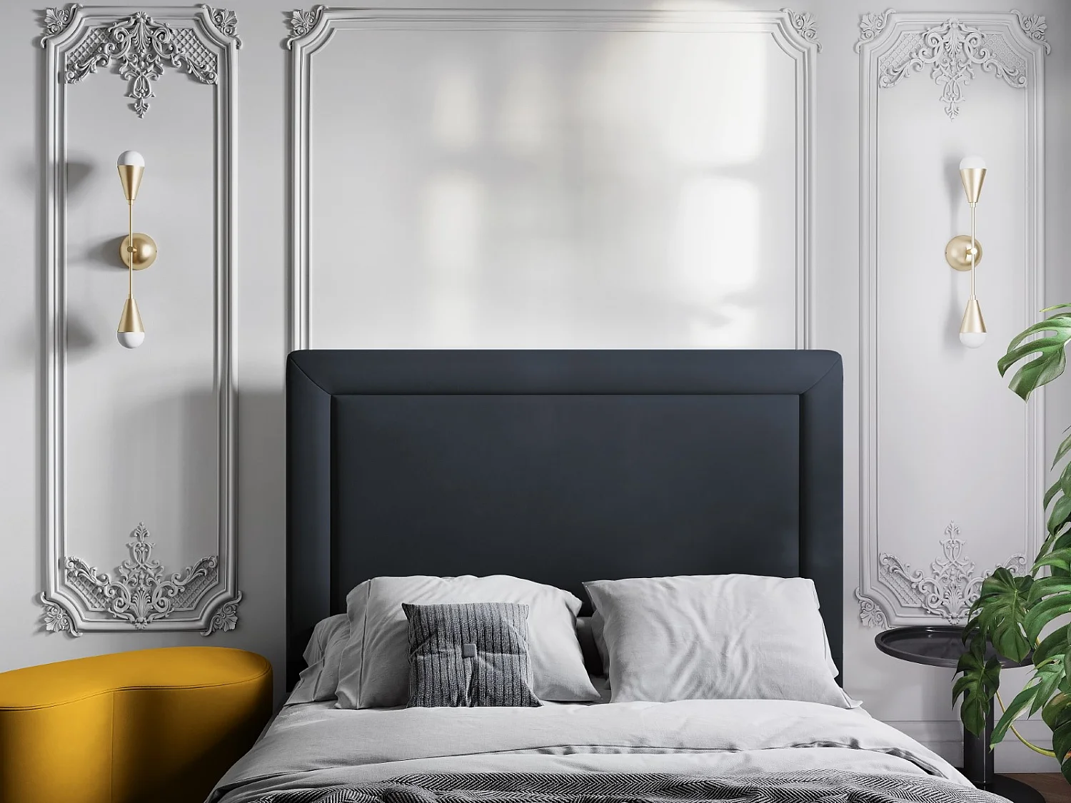 CXL by Christian Lacroix - Hoofdeinde "Marie" 160x120cm, Flueel, Donkerblauw - 160x8x120cm