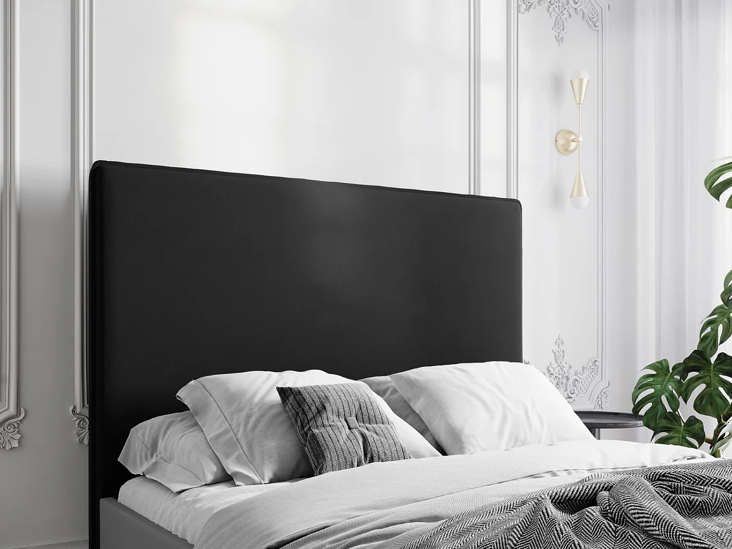 CXL by Christian Lacroix - Tête de lit "Provence" 200x120cm en velours noir - 200x8x120cm