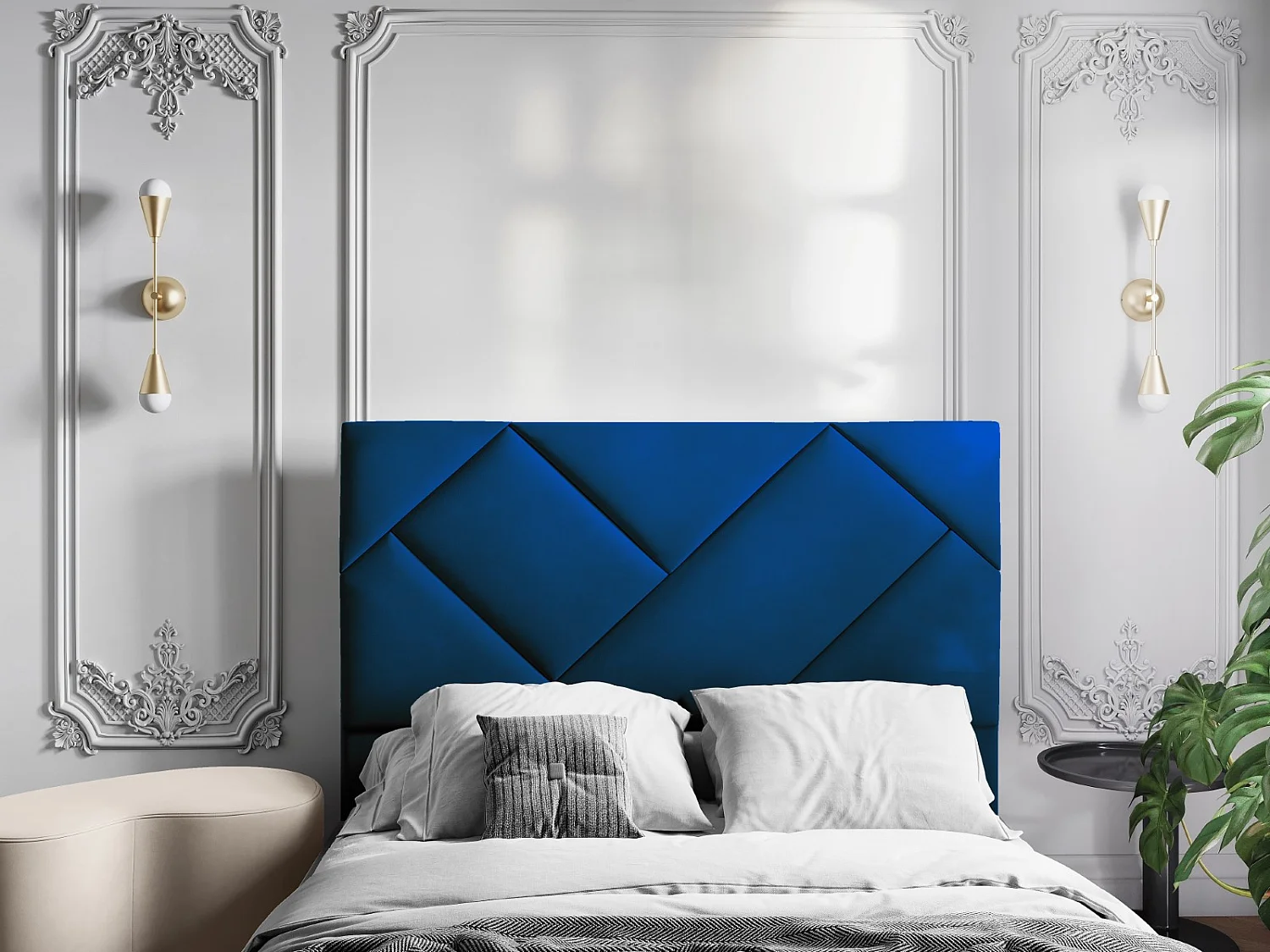 CXL by Christian Lacroix - Hoofdeinde "Alpilles" 140x120cm, Flueel, Koningsblauw - 140x8x120cm