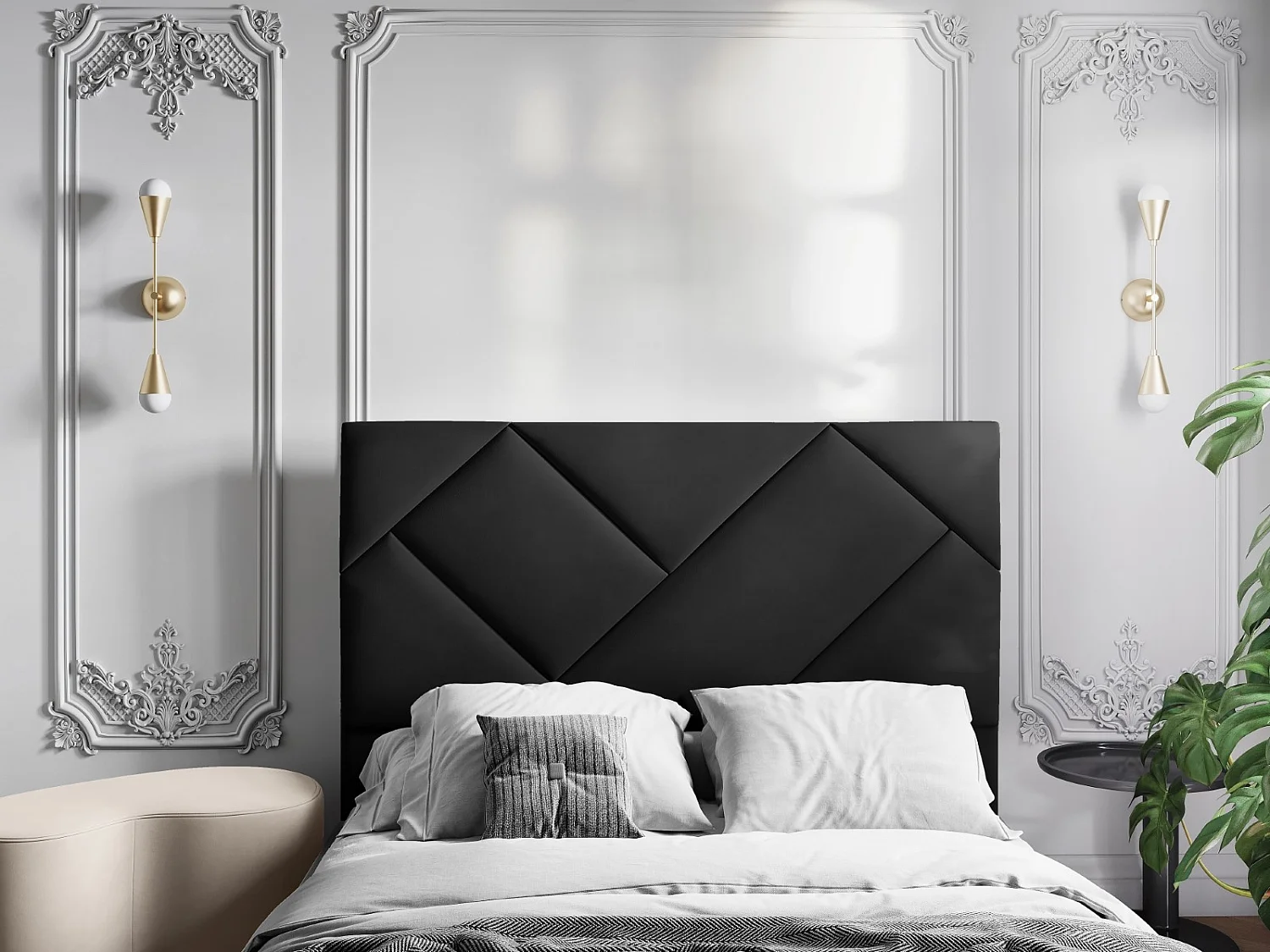 CXL by Christian Lacroix - Hoofdeinde "Alpilles" 180x120cm, Flueel, Zwart - 180x8x120cm